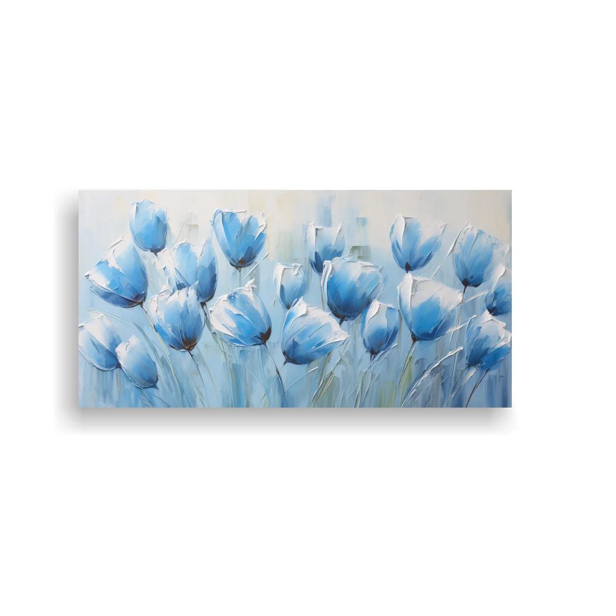 Cuadro tulipanes azules con fondo suave y aireado — imagen principal