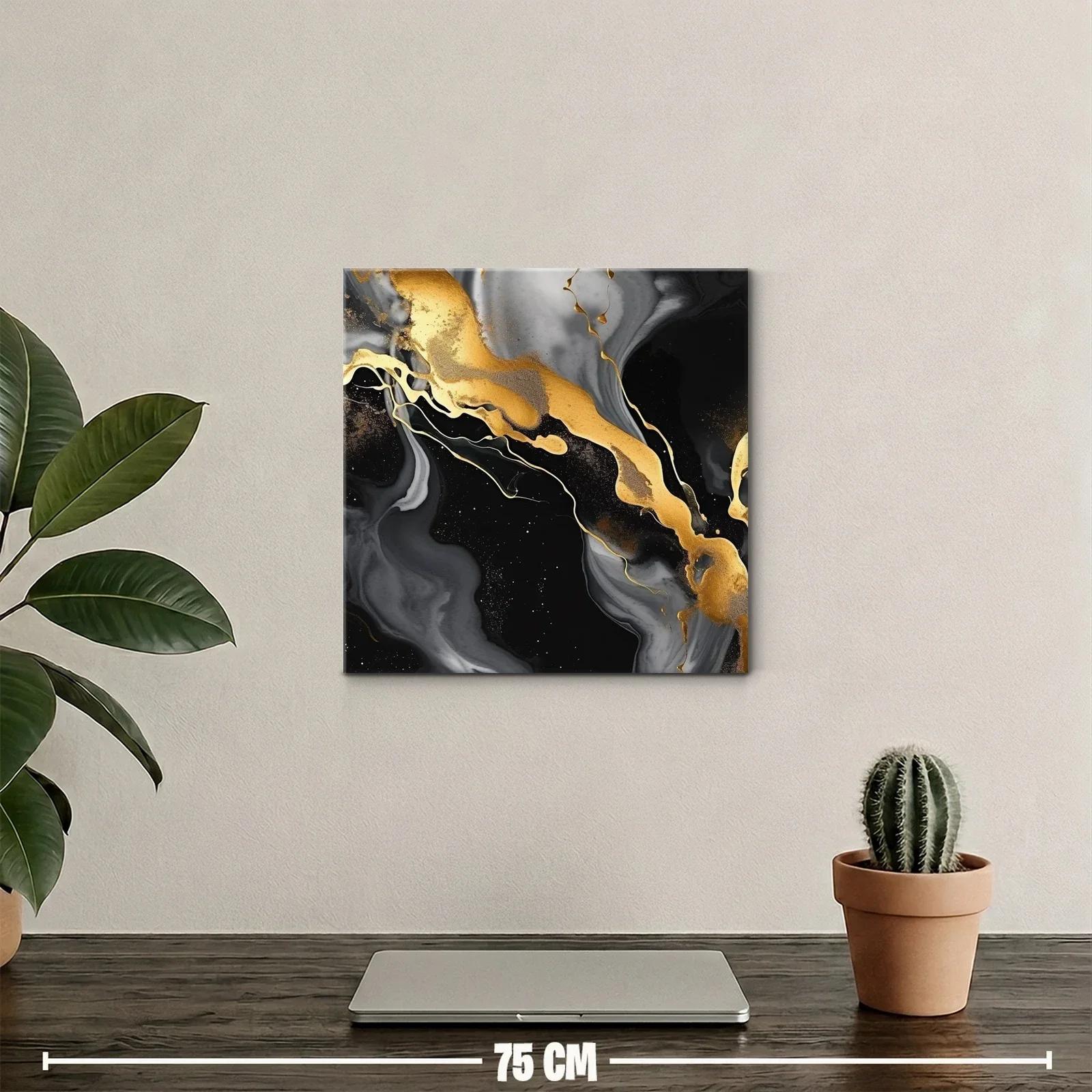 Cuadro abstracto con efectos dorados y negros elegantes — miniatura 2