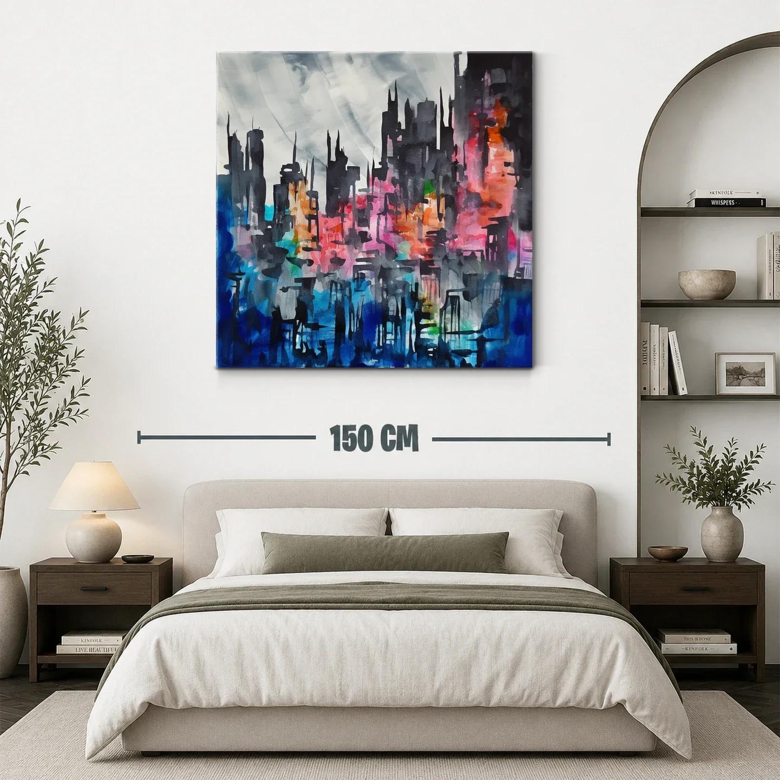 Ciudad abstracta con tonos vibrantes y contrastes intensos — miniatura 3