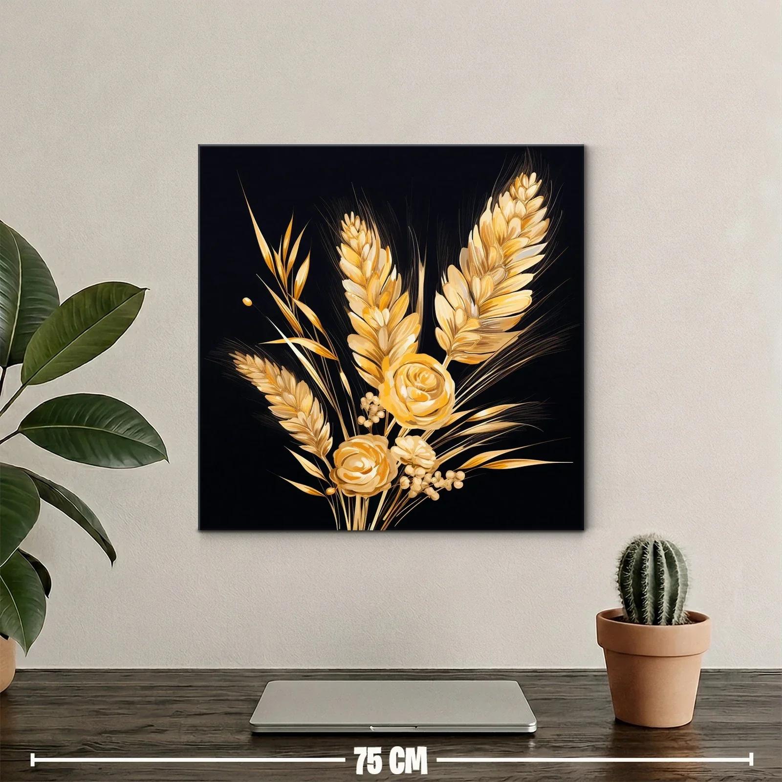 Elegancia natural con bouquet dorado sobre fondo negro — miniatura 2