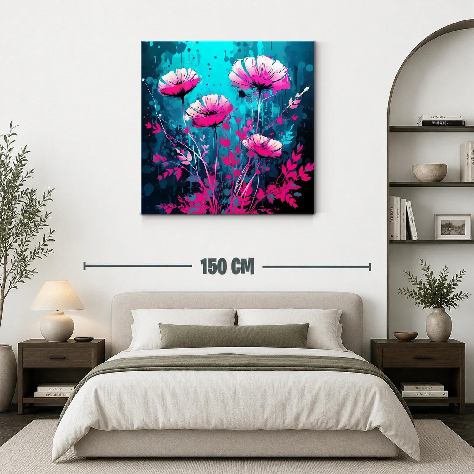 Flores vibrantes en contraste turquesa y magenta — miniatura 3