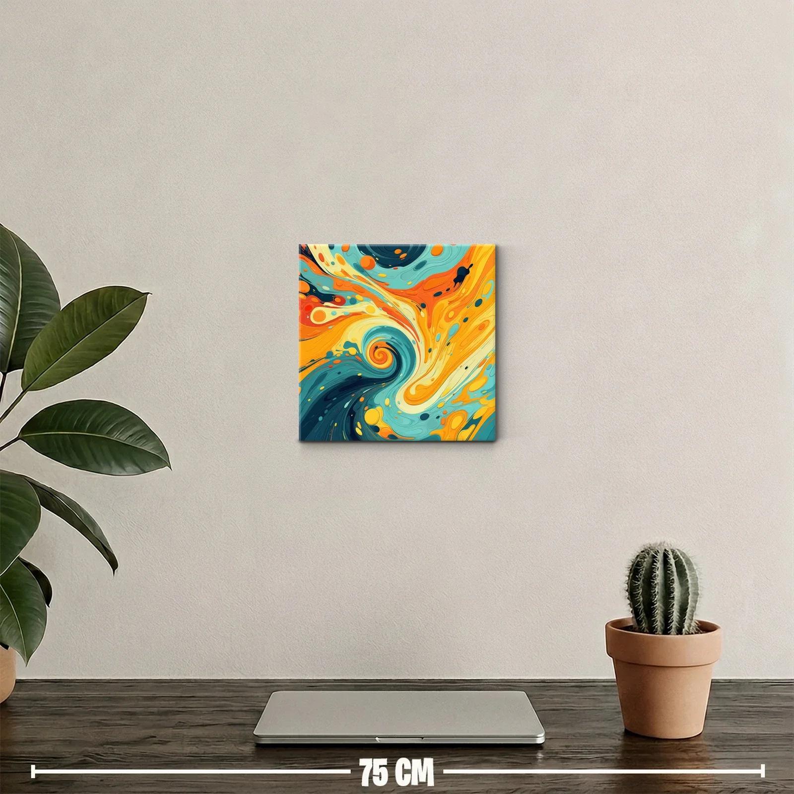 Composición abstracta en tonos cálidos y azules vibrantes — miniatura 2