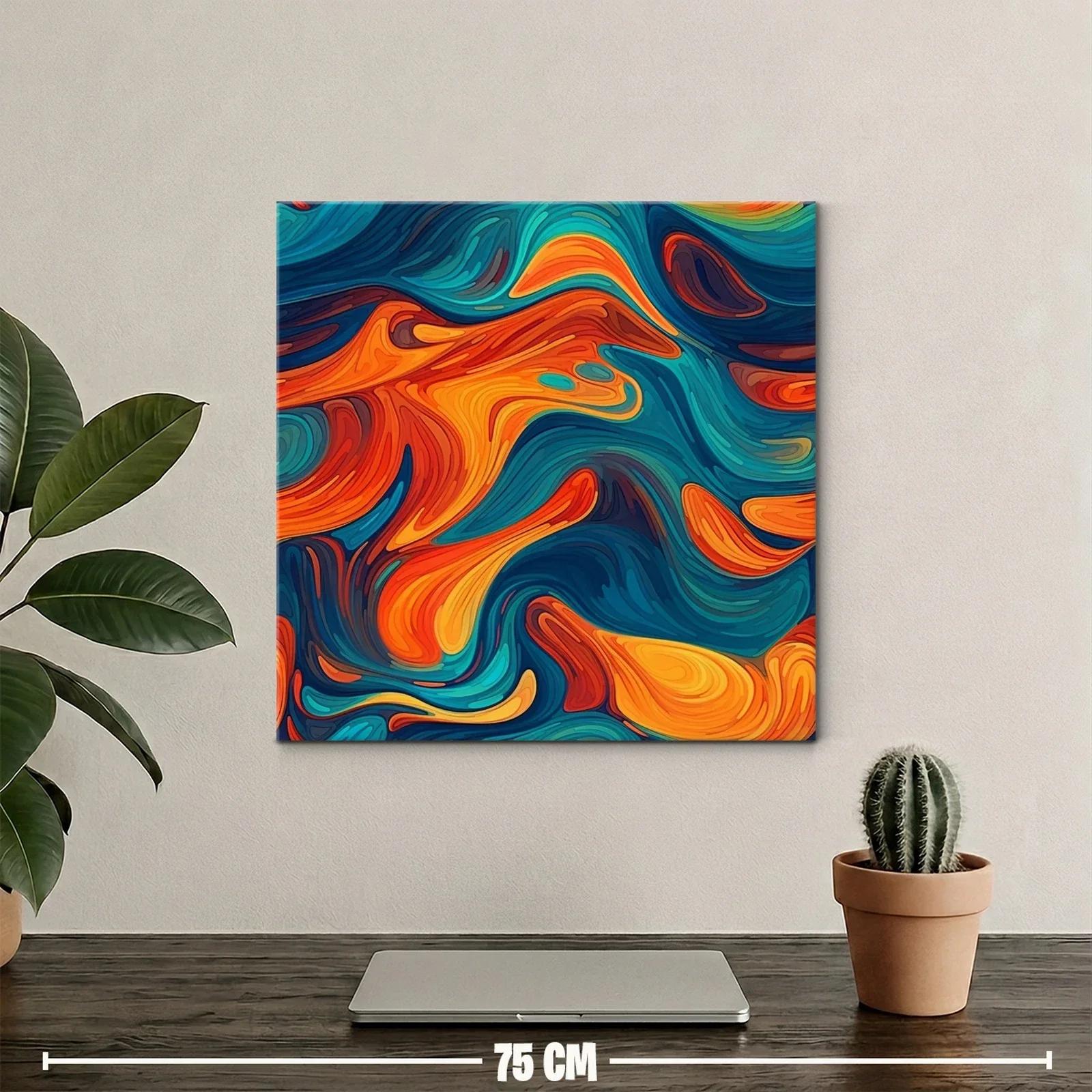 Cuadro abstracto con tonos vibrantes y formas fluidas — miniatura 2