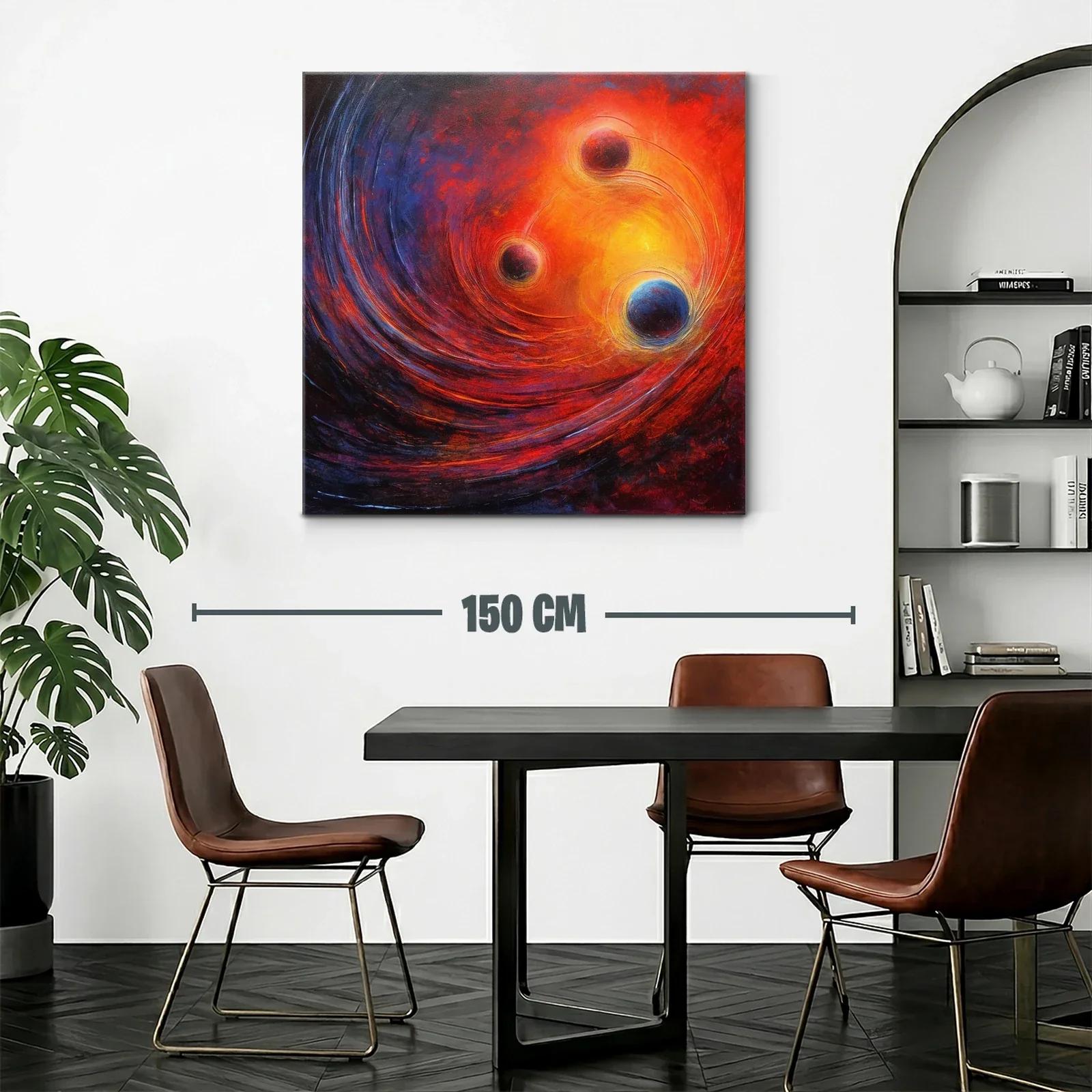 Cuadro abstracto con esferas y energía cósmica brillante — miniatura 2