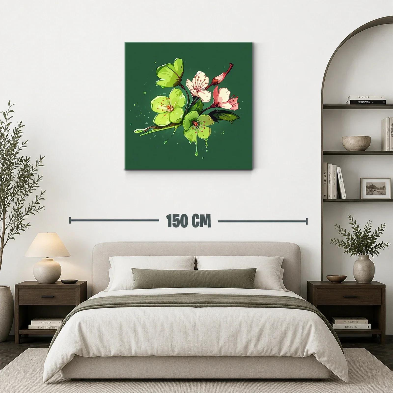 Flores delicadas con tonos verdes y rosados sobre fondo oscuro — miniatura 3