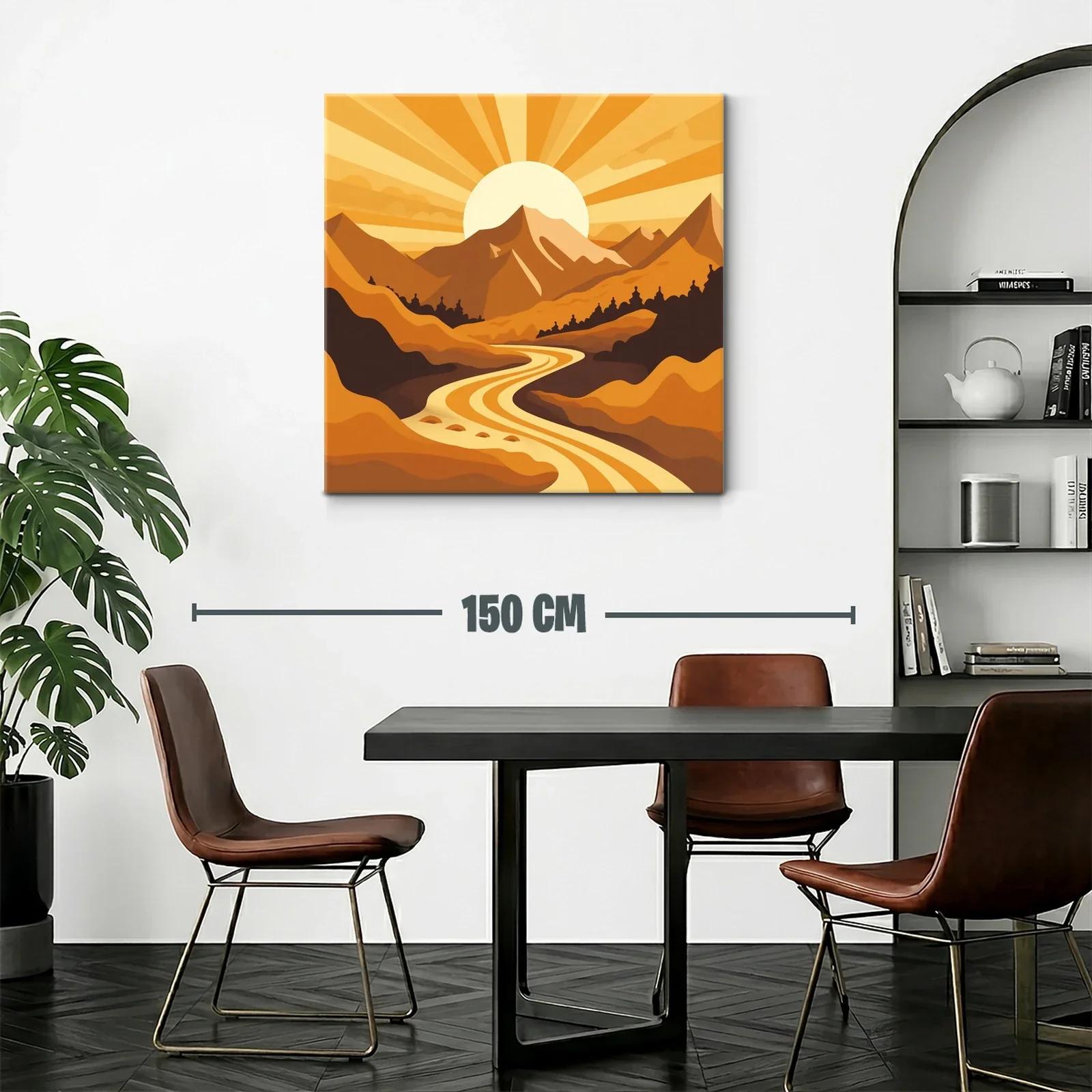 Paisaje de montaña al amanecer con río dorado — miniatura 2