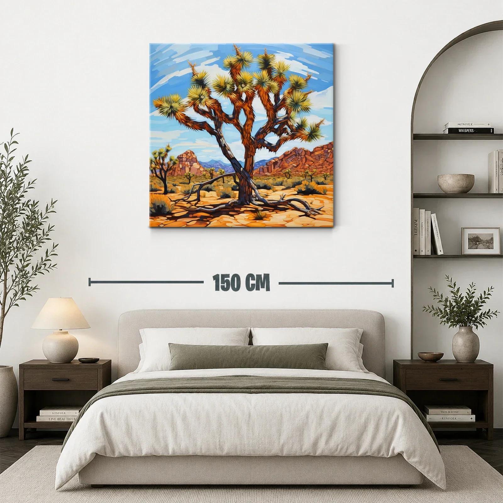 Paisaje desértico con árbol en tonos cálidos y cielos azules — miniatura 3