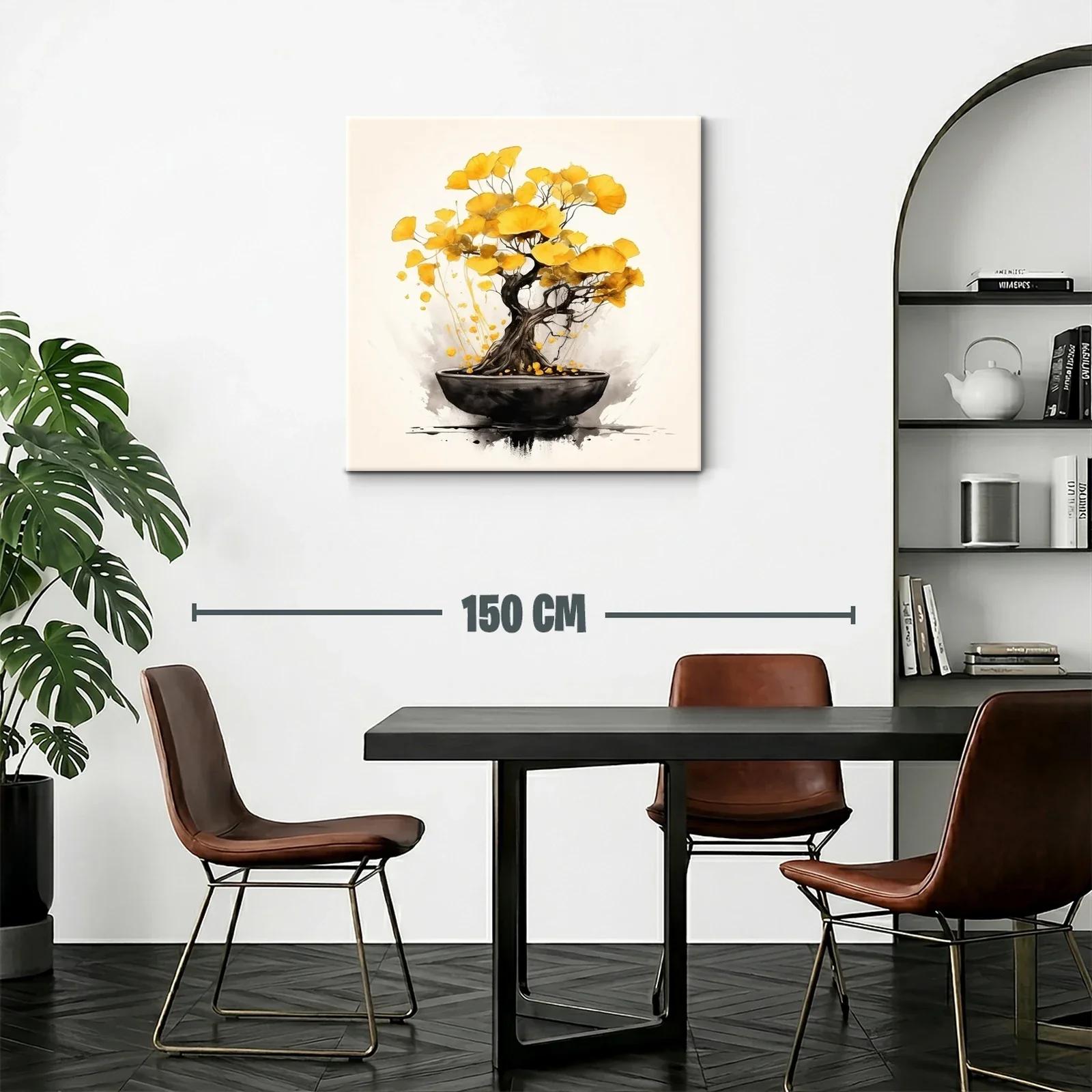 Árbol bonsái con hojas doradas en delicado equilibrio — miniatura 2