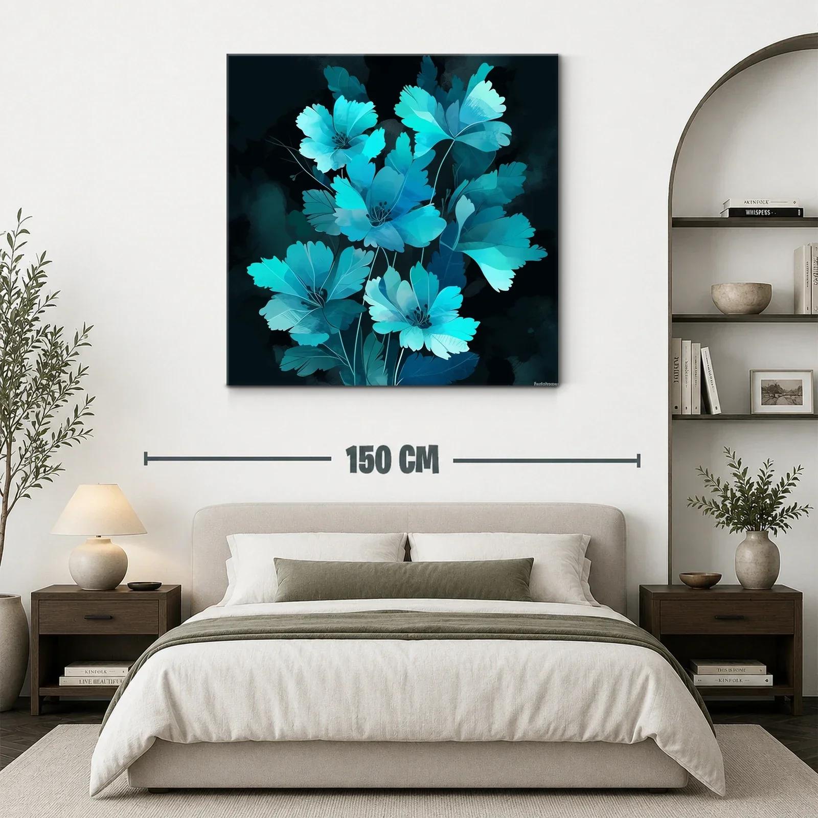 Flores en tonos azules vibrantes con fondo oscuro — miniatura 3