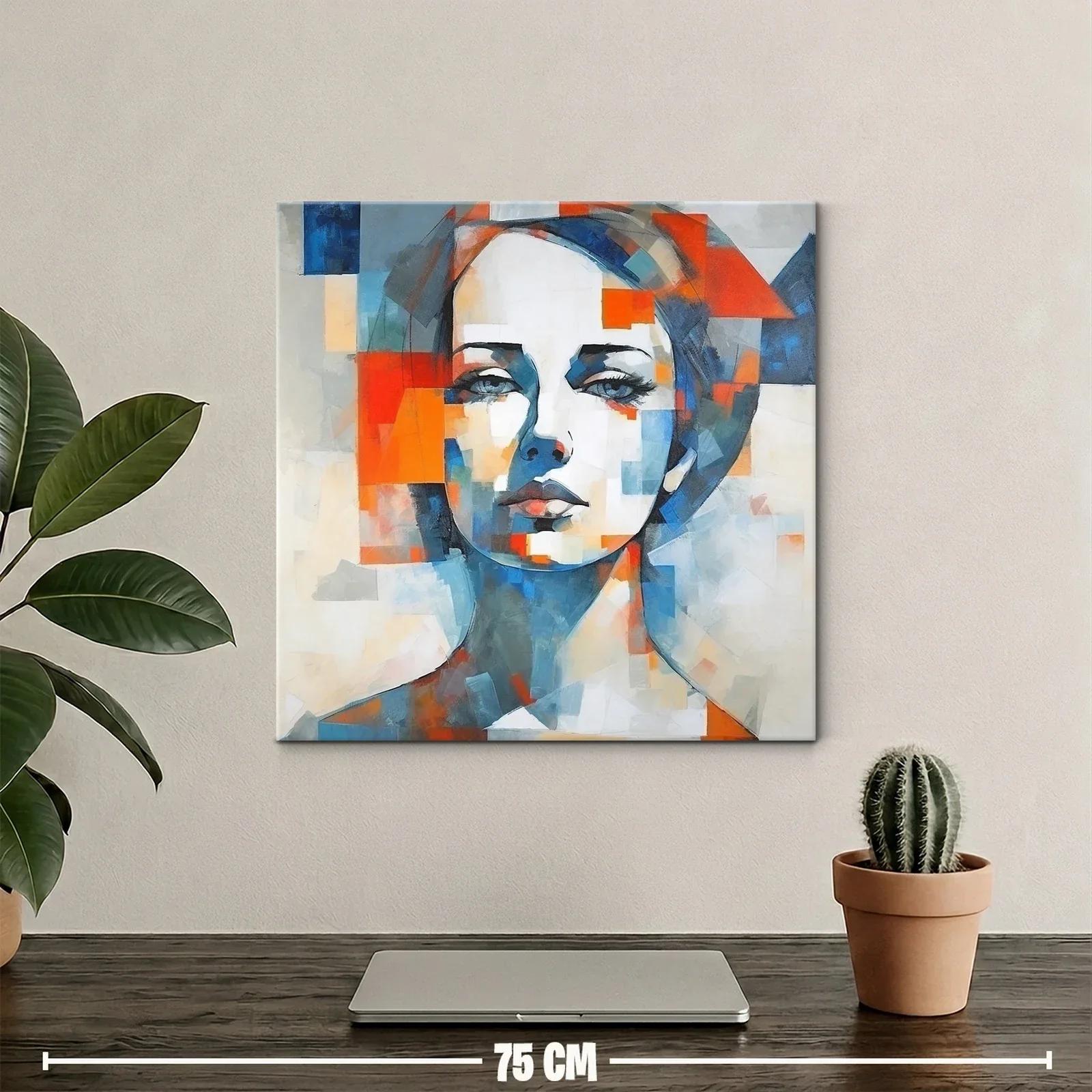 Retrato abstracto femenino con vibrantes tonos azul y naranja — miniatura 2