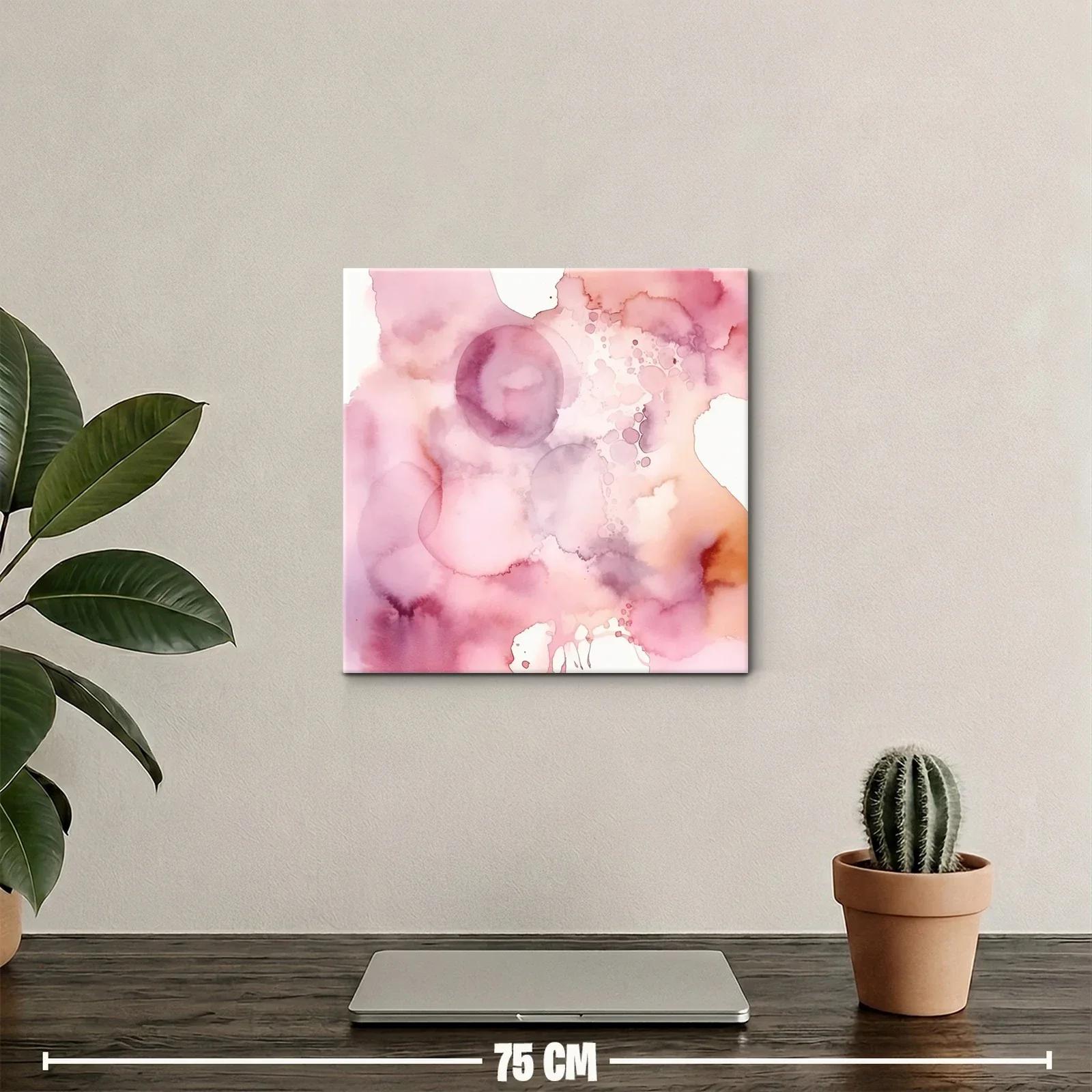 Cuadro abstracto en tonos rosas y melocotón suave — miniatura 2