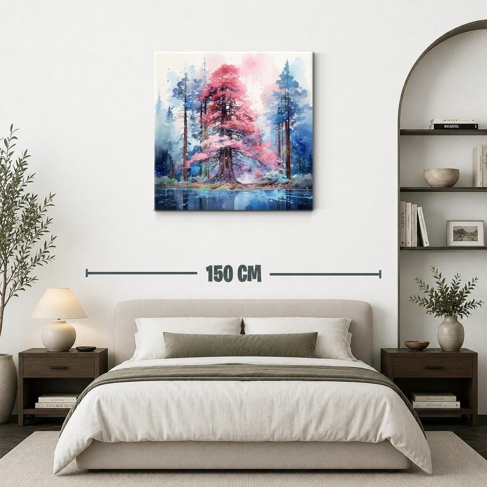 Bosque mágico con árboles en tonos rosa y azul — miniatura 3