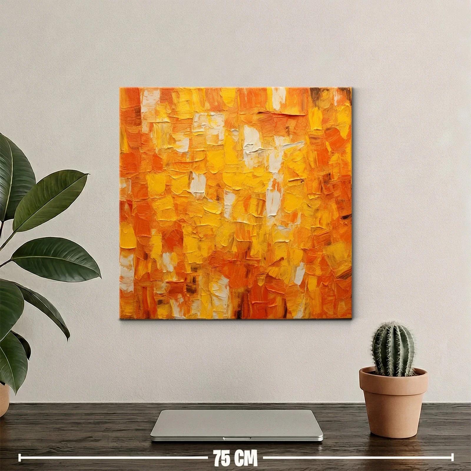 Cuadro abstracto en tonos cálidos naranjas y amarillos — miniatura 2