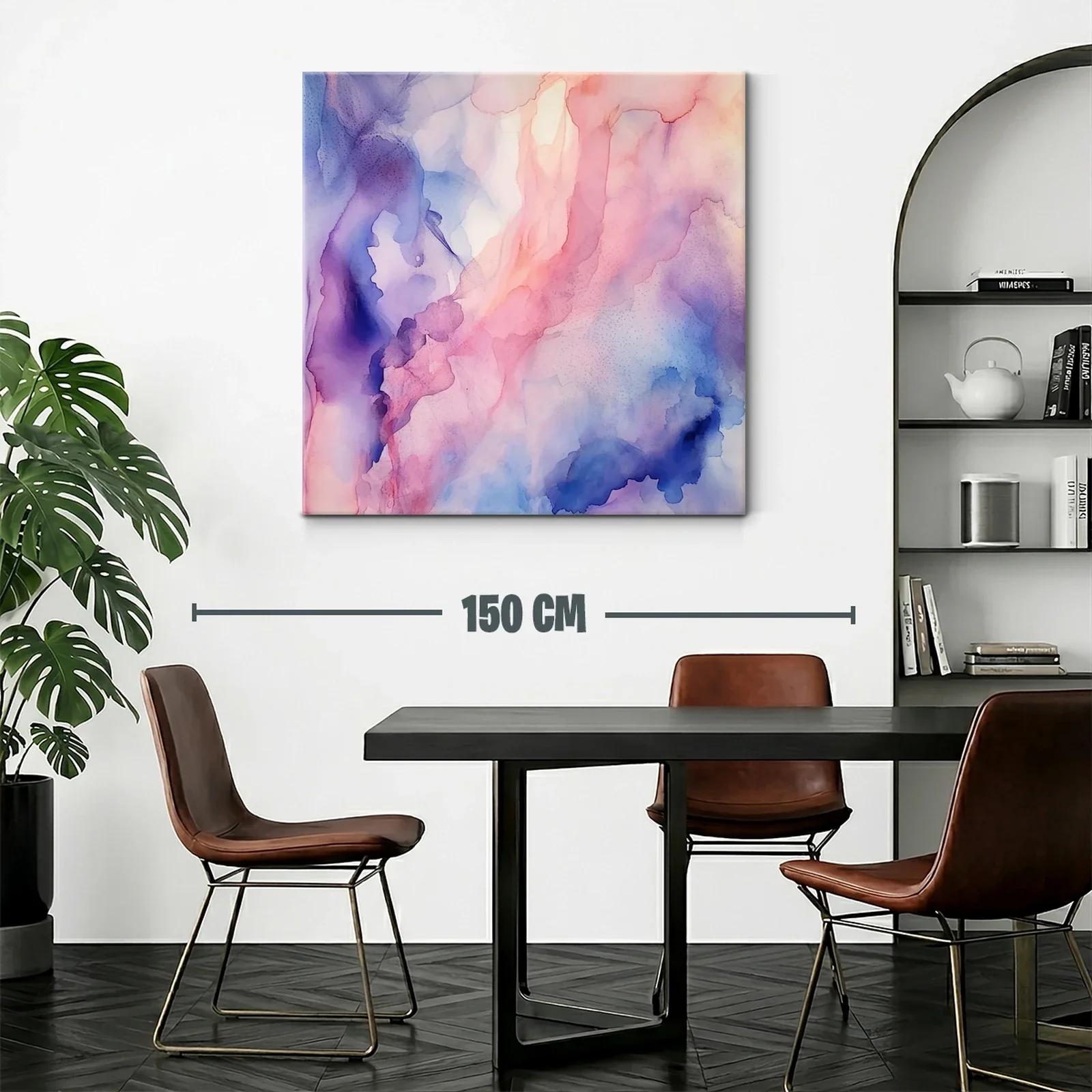 Cuadro abstracto con suaves tonalidades pastel y azules — miniatura 2