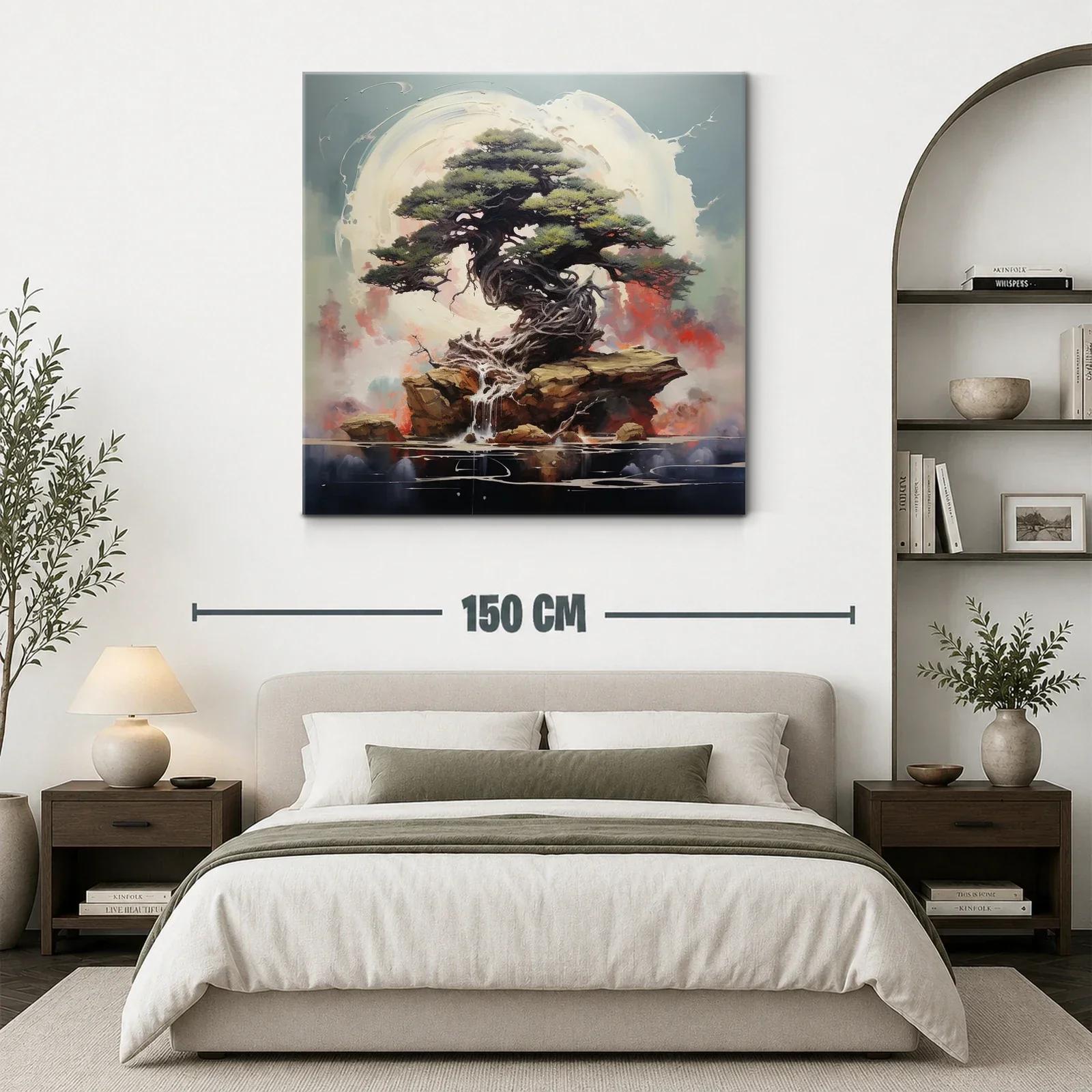 Árbol antiguo sobre rocas con fondo etéreo y luz suave — miniatura 3