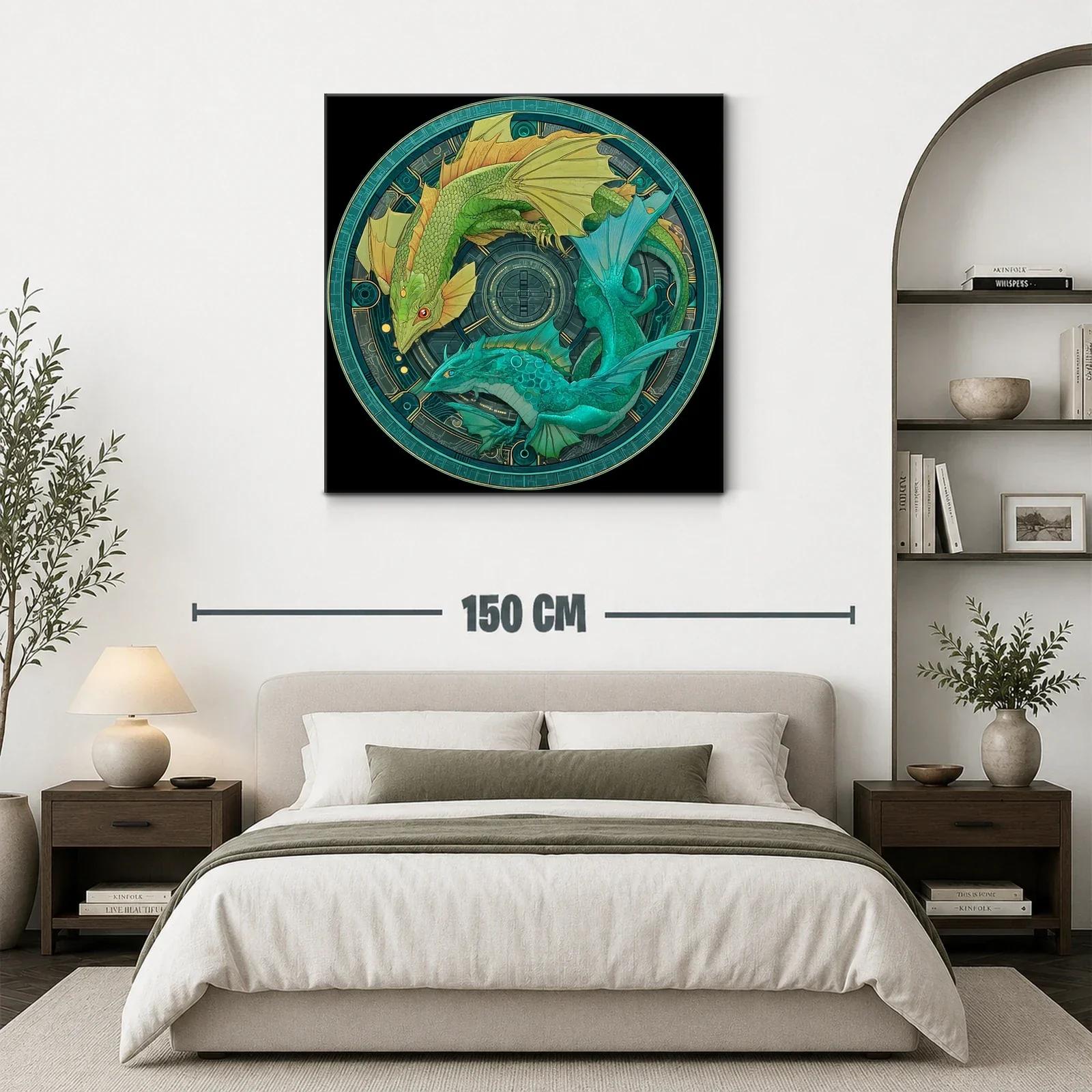Dragones circulares en tonos verdes y azules místicos — miniatura 3