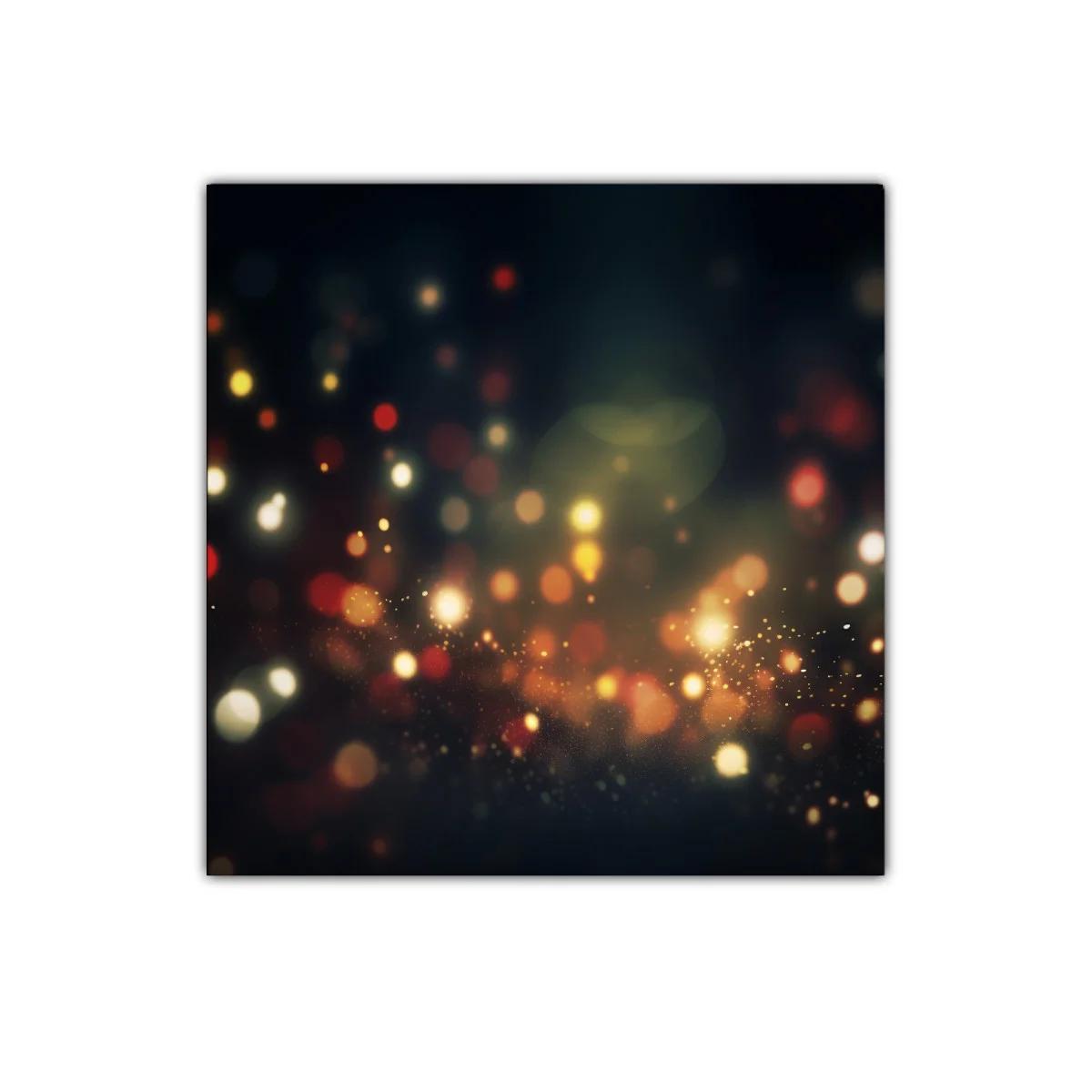 Cuadro decorativo luces abstractas en tonos dorados y rojos — miniatura 1