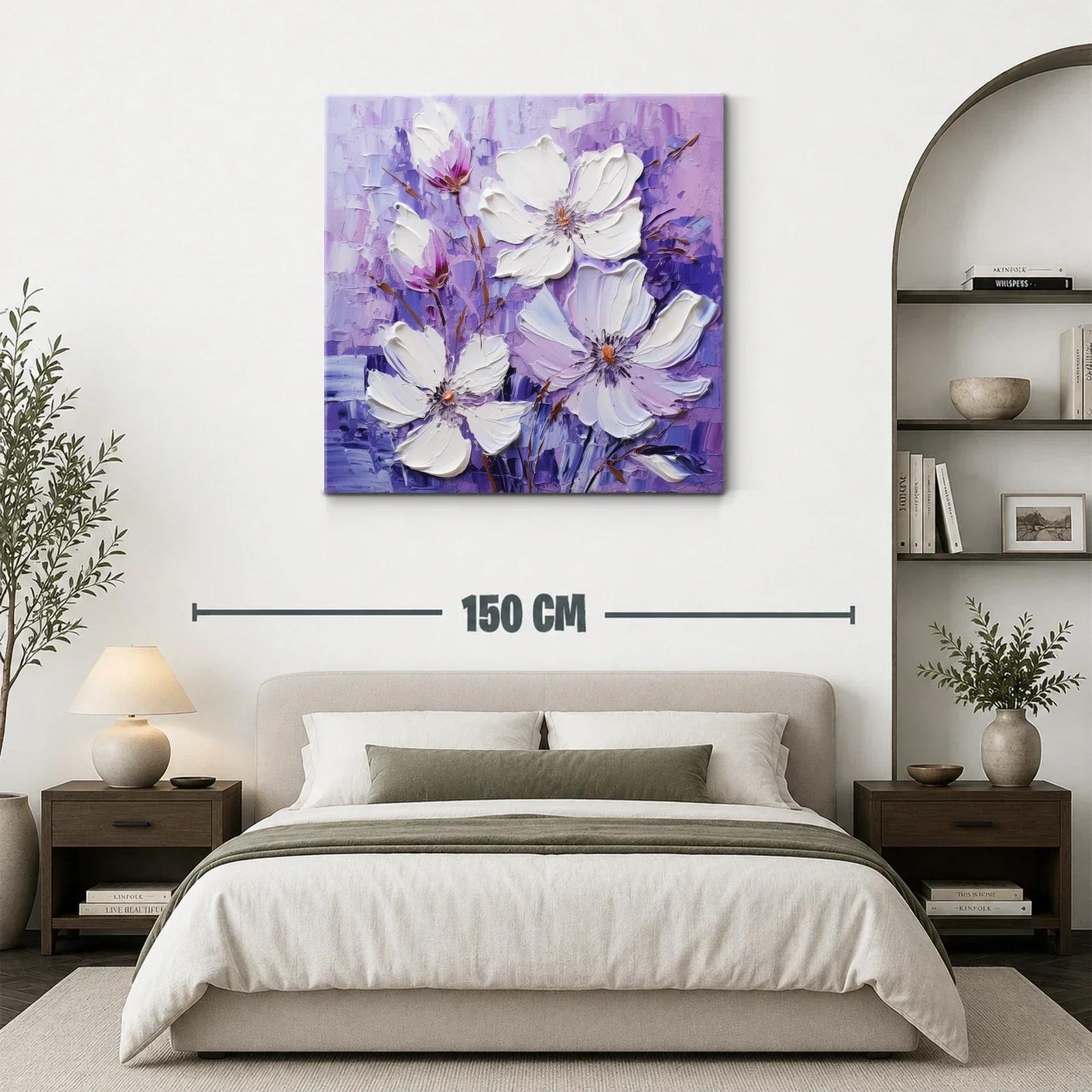 Flores blancas sobre un fondo violeta en relieve — miniatura 3