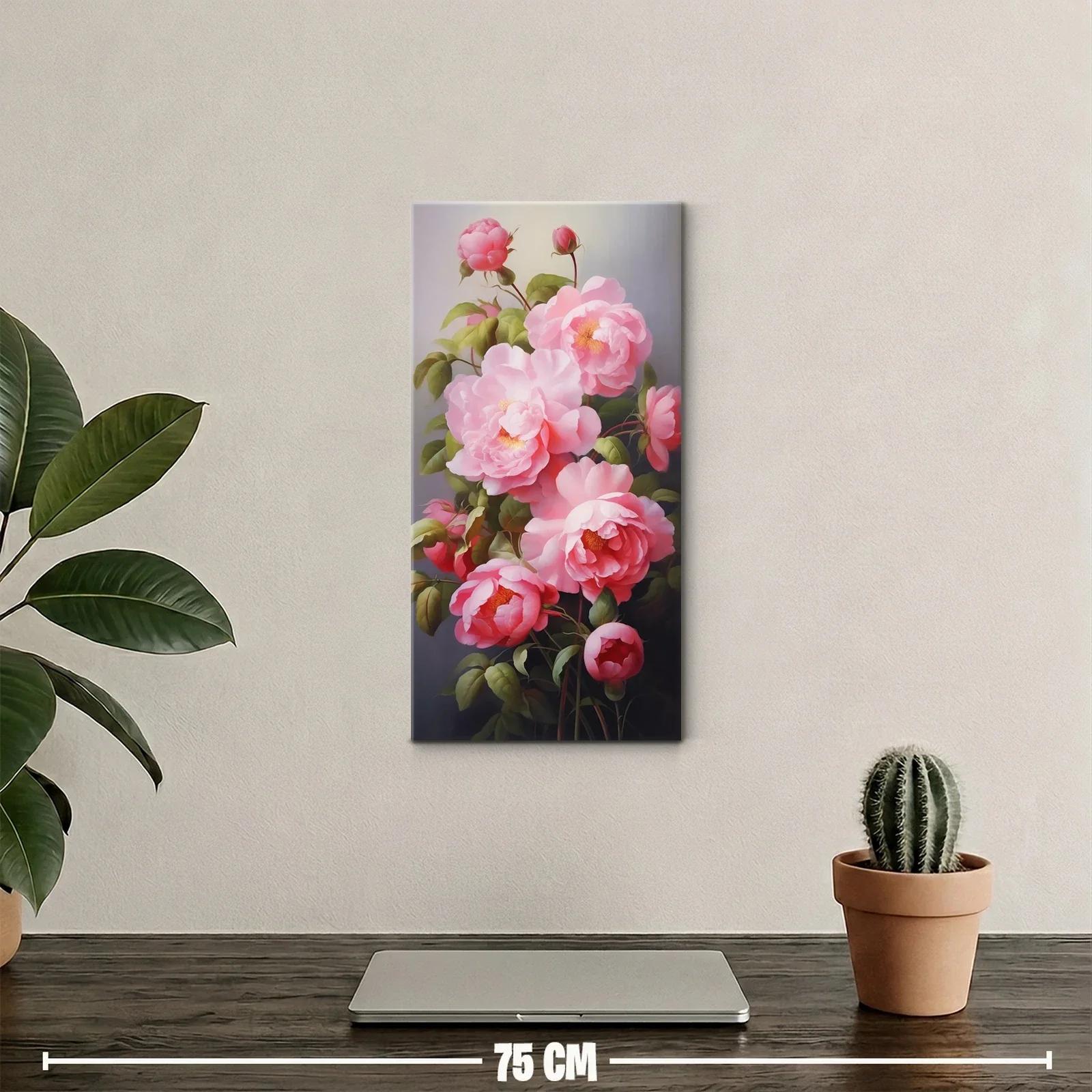 Cuadro peonías rosas con fondo oscuro difuminado — miniatura 2