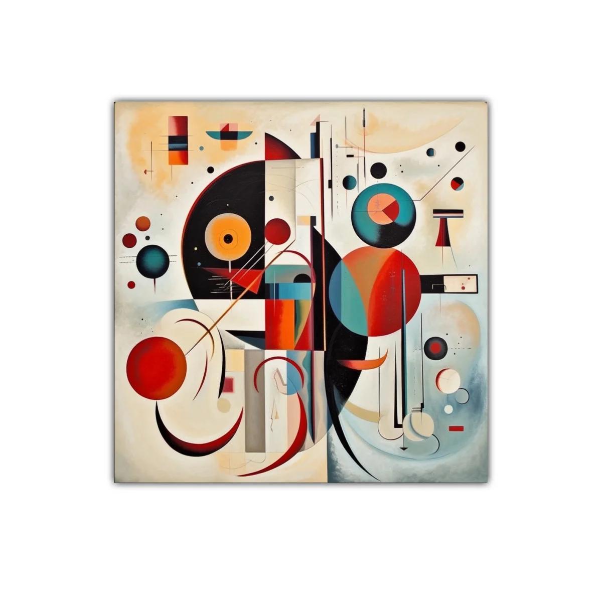 Composición abstracta con formas geométricas y colores vibrantes