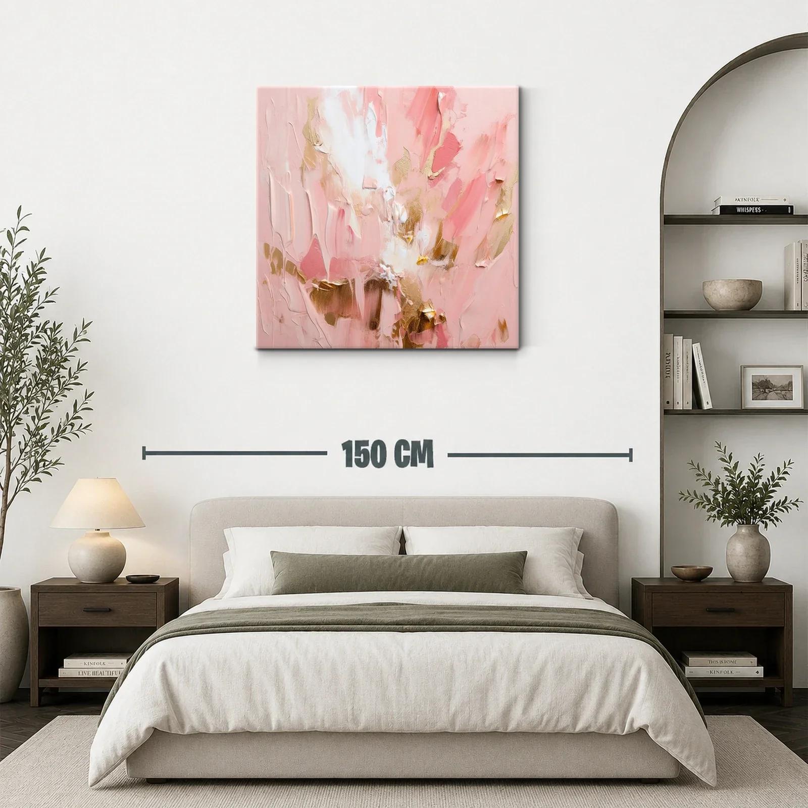 Cuadro abstracto en tonos rosas y dorados elegante — miniatura 3