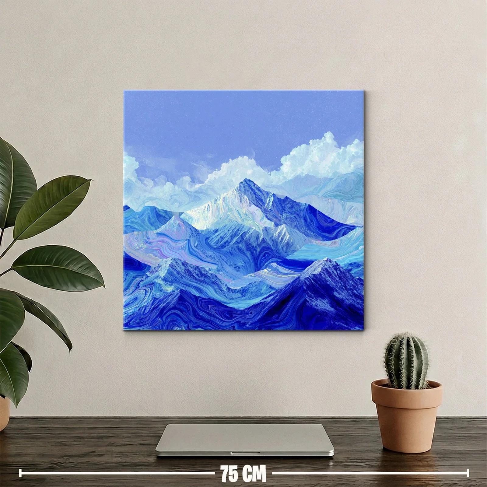 Montañas azules con texturas onduladas y cielo nublado — miniatura 2