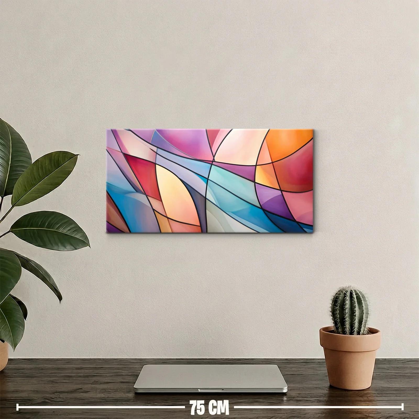 Cuadro abstracción geométrica curvilínea con líneas superpuestas — miniatura 2