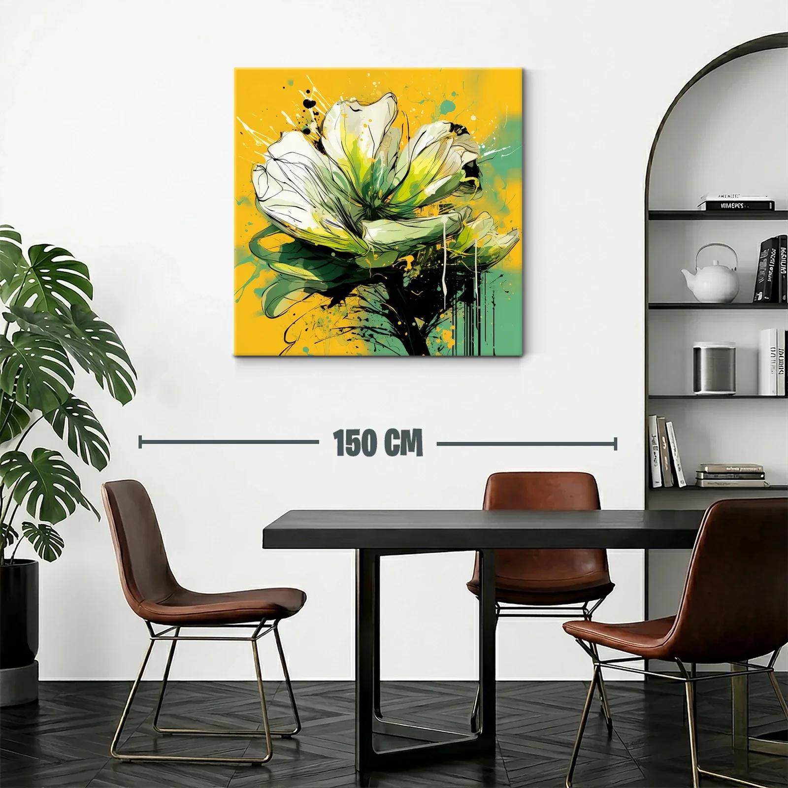 Flor abstracta vibrante en tonos verdes y amarillos — miniatura 2