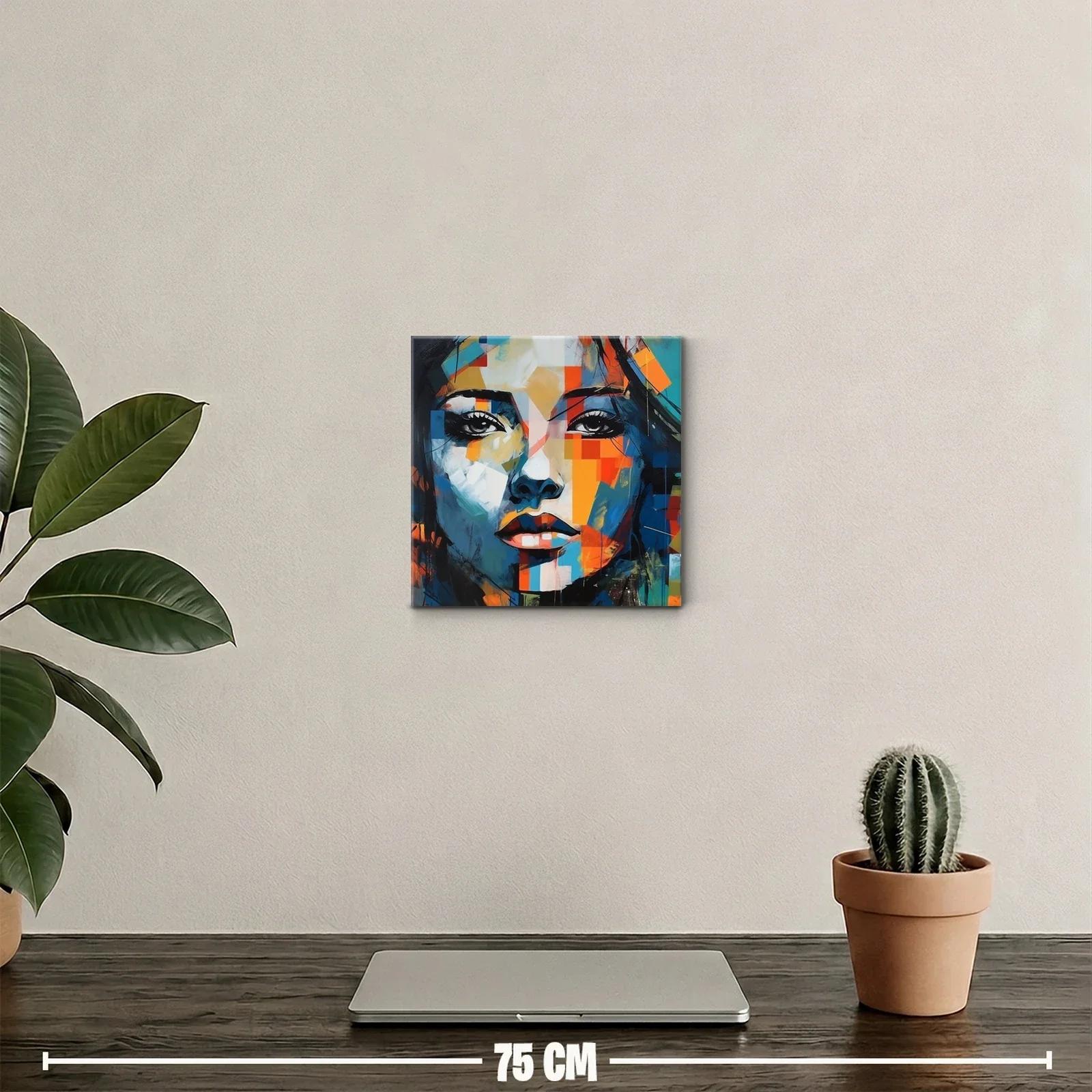Retrato abstracto con vibrantes colores cálidos y fríos — miniatura 2