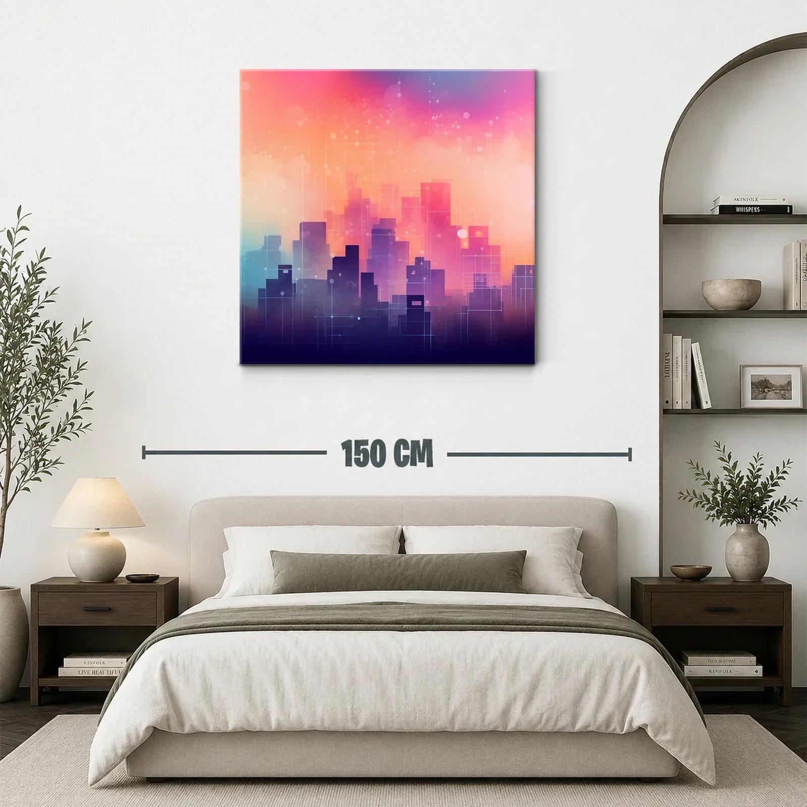 Ciudad abstracta en tonos cálidos y vibrantes al atardecer — miniatura 3