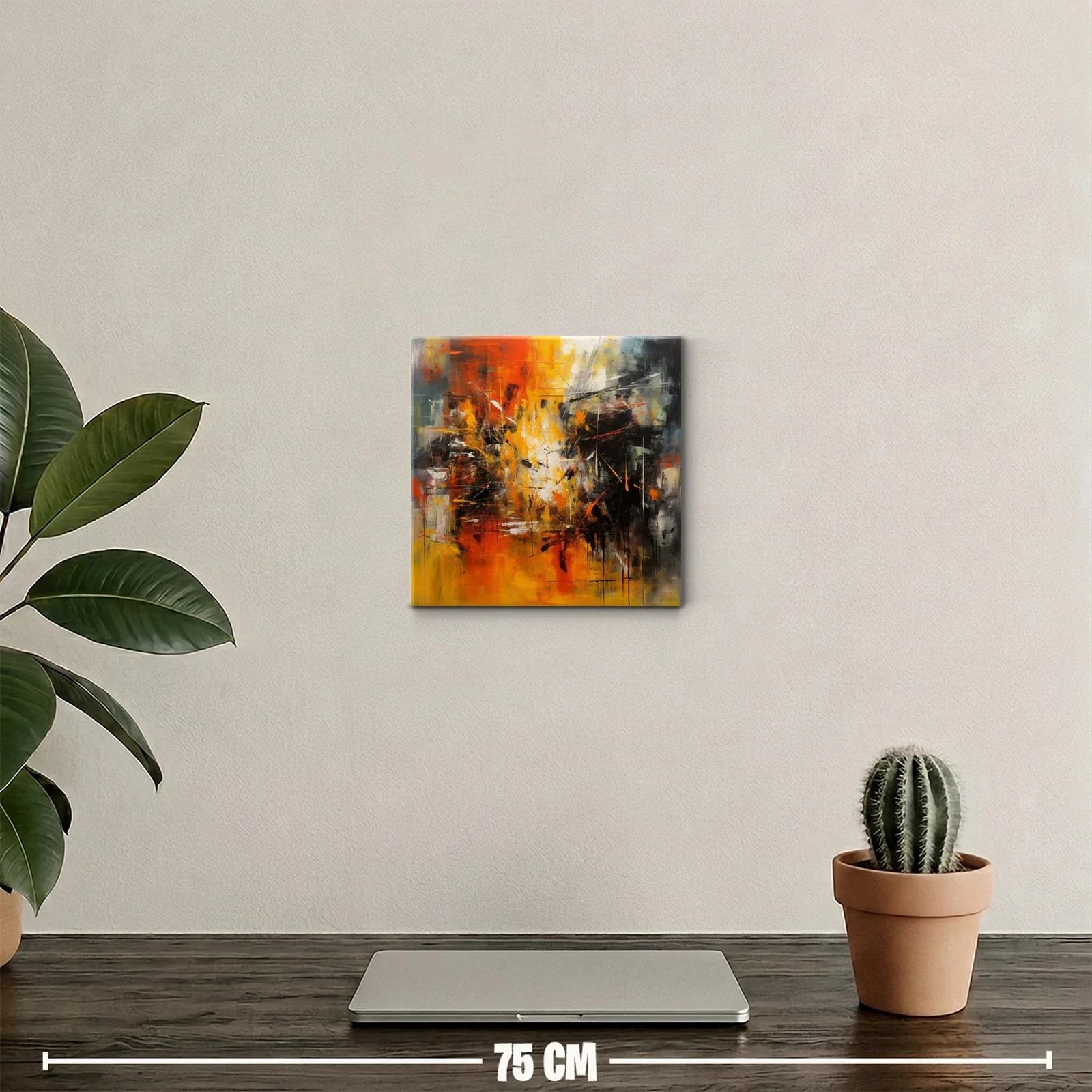 Cuadro abstracto con vibrante explosión de tonos cálidos — miniatura 2