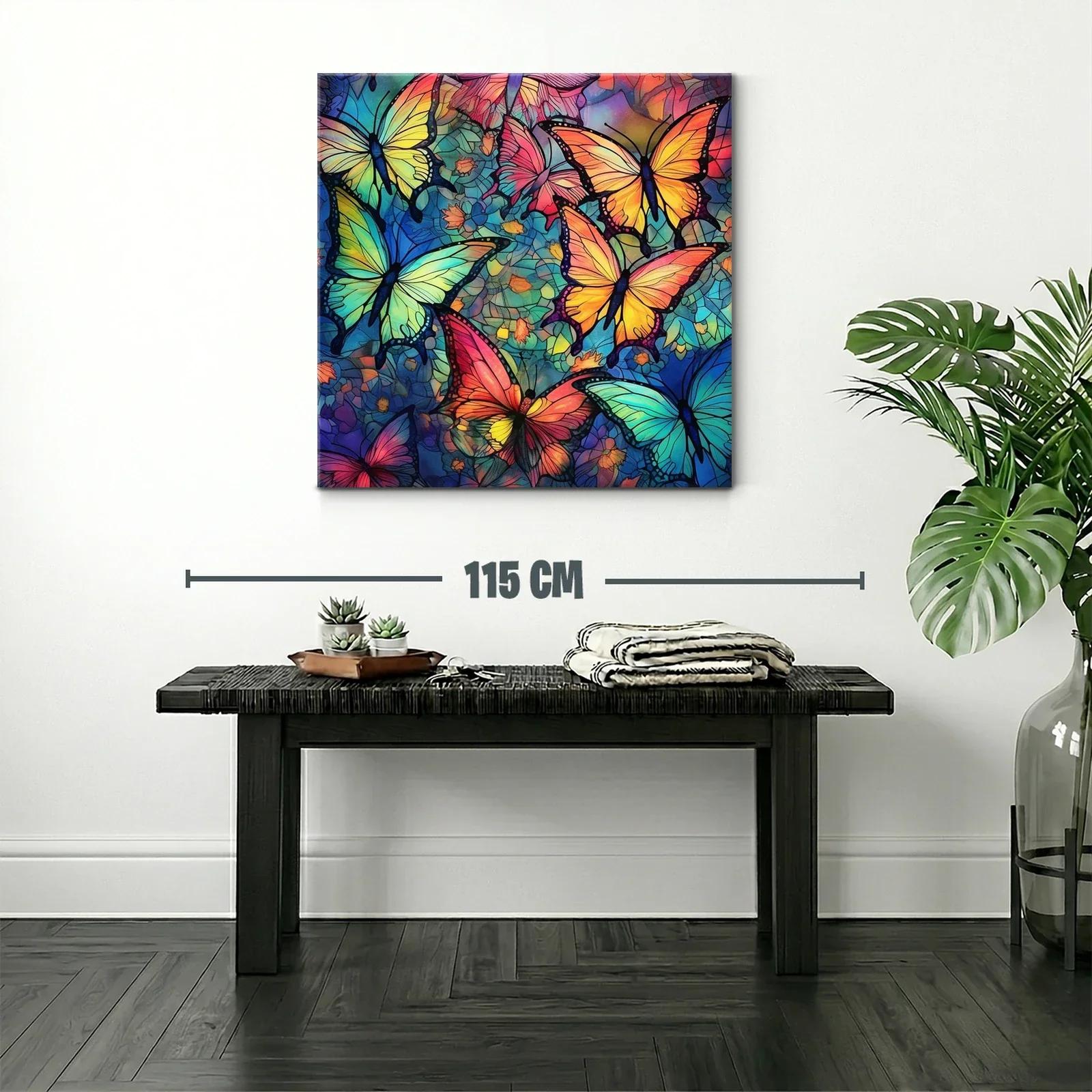 Cuadro con mariposas en vibrantes tonos azul y naranja — miniatura 2