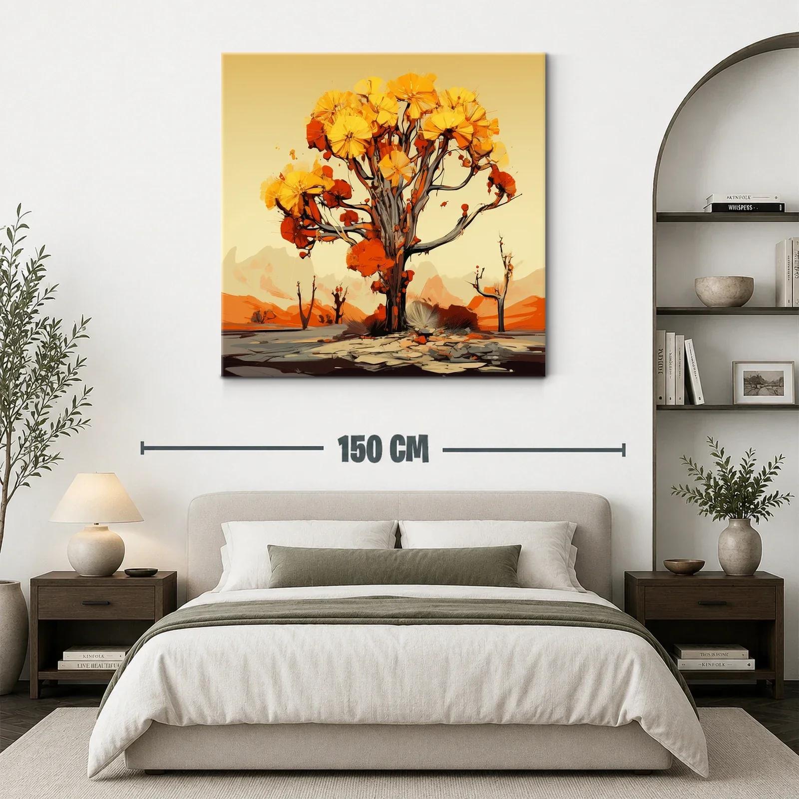 Árbol de tonos cálidos en paisaje abstracto vibrante — miniatura 3