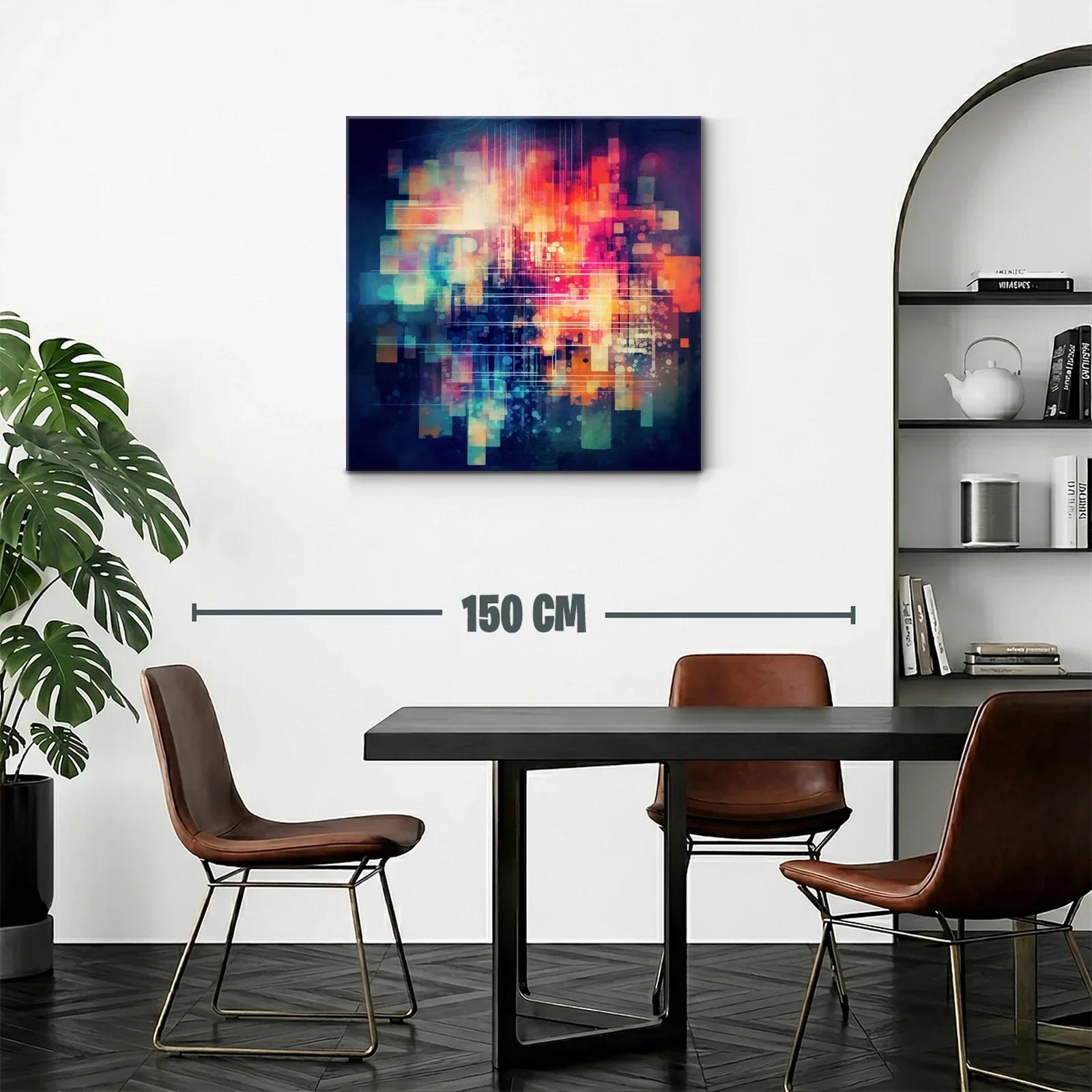 Composición abstracta en tonos cálidos y fríos vibrantes — miniatura 2