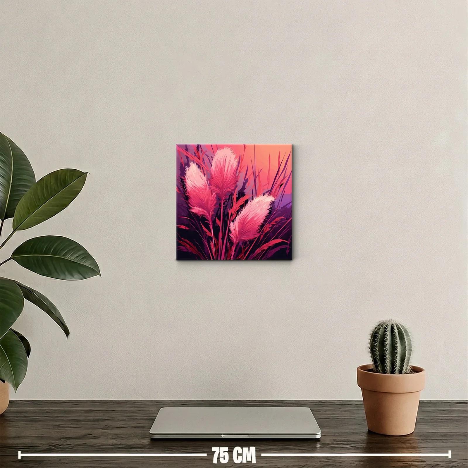 Ramas con plumas rosas en ambiente vibrante — miniatura 2