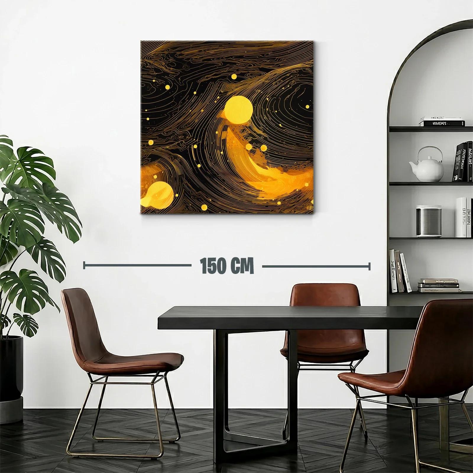 Cuadro abstracto en tonos dorados con flujo dinámico — miniatura 2