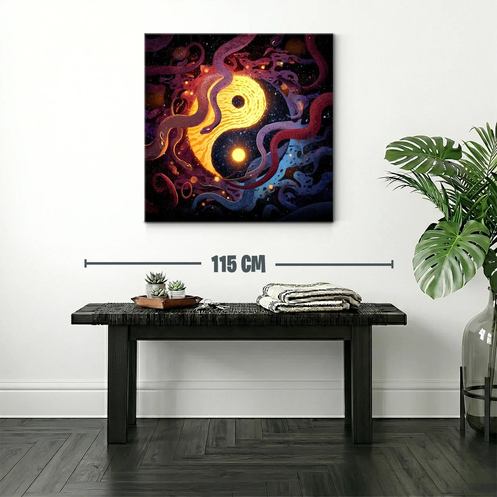 Yin Yang cósmico entre serpientes en galaxia vibrante — miniatura 2