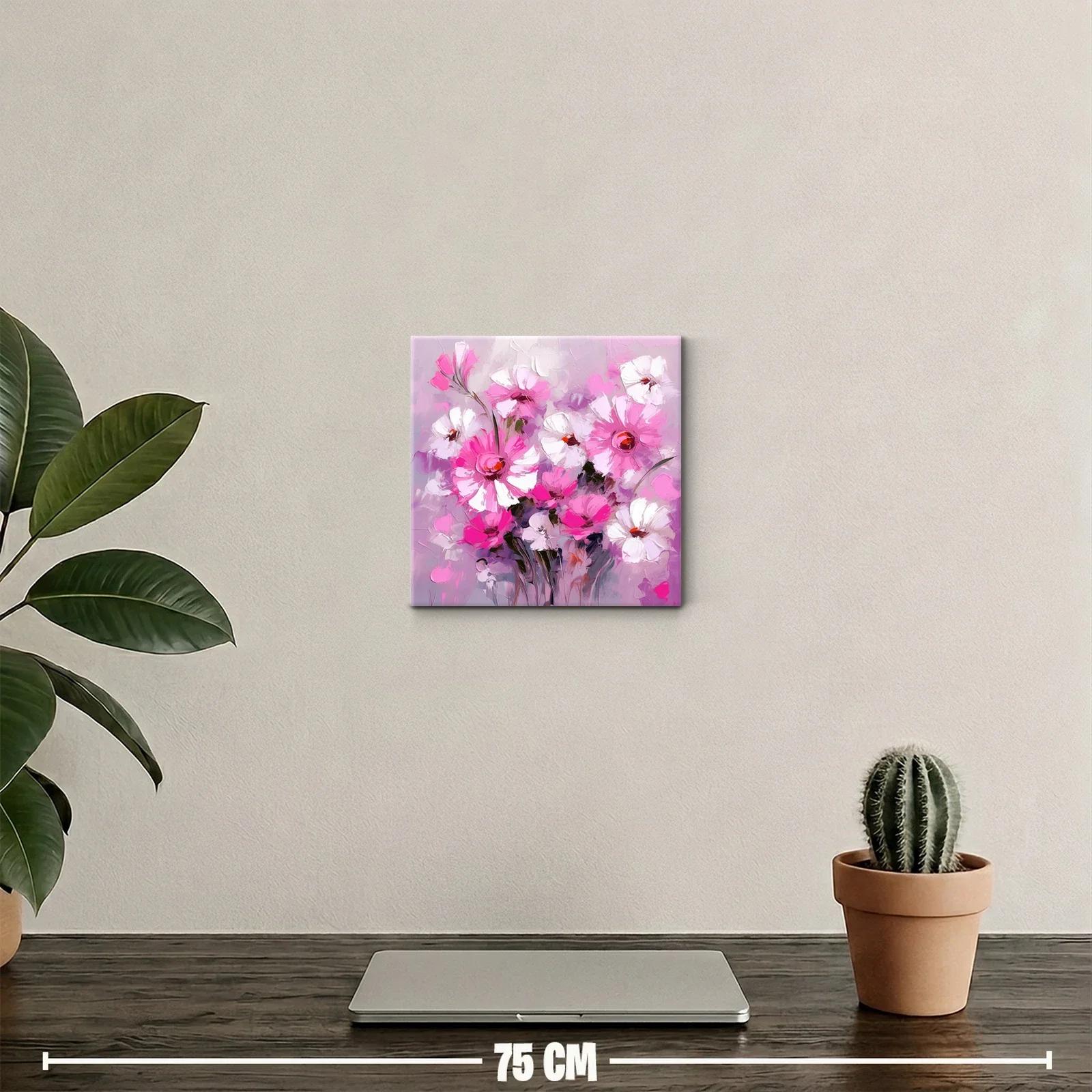 Cuadro decorativo con flores en tonos rosas y blancos — miniatura 2