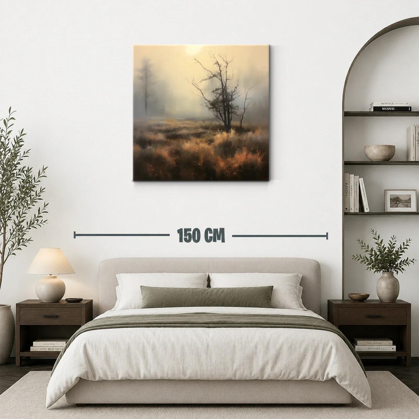 Paisaje brumoso con árbol solitario y tonos cálidos — miniatura 3