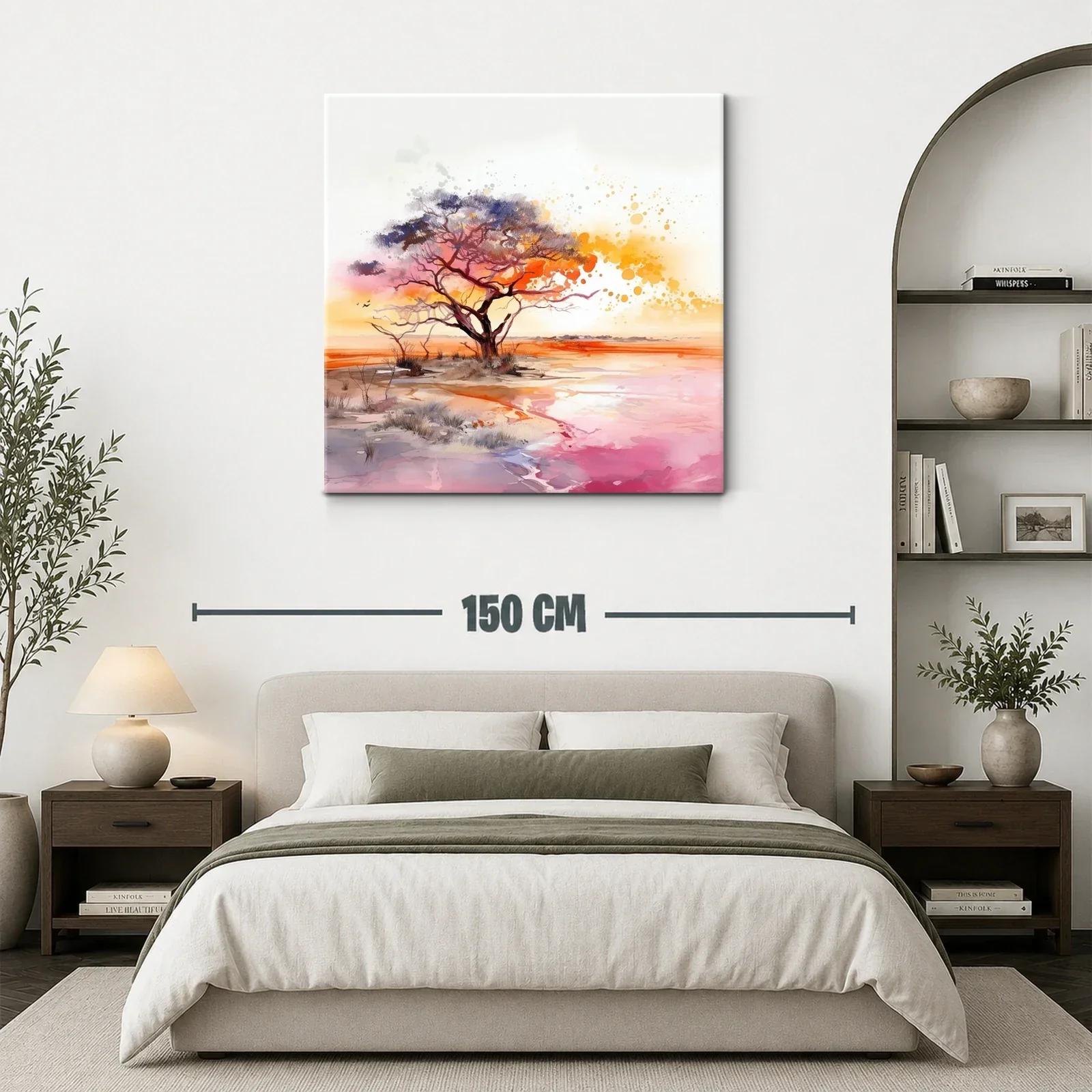 Atardecer vibrante con árbol en paisaje sereno — miniatura 3