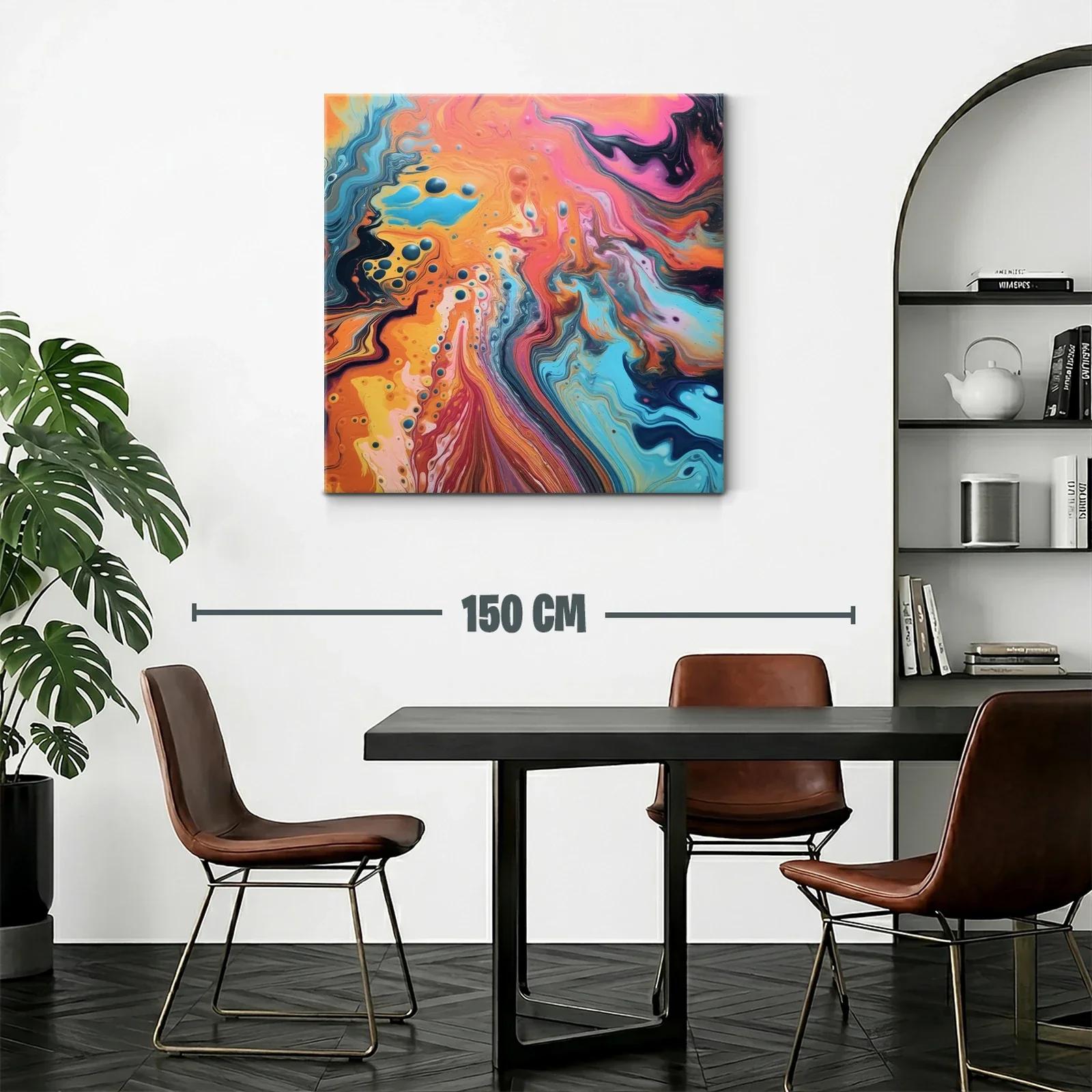 Cuadro abstracto con vibrantes tonos cálidos y fríos — miniatura 2