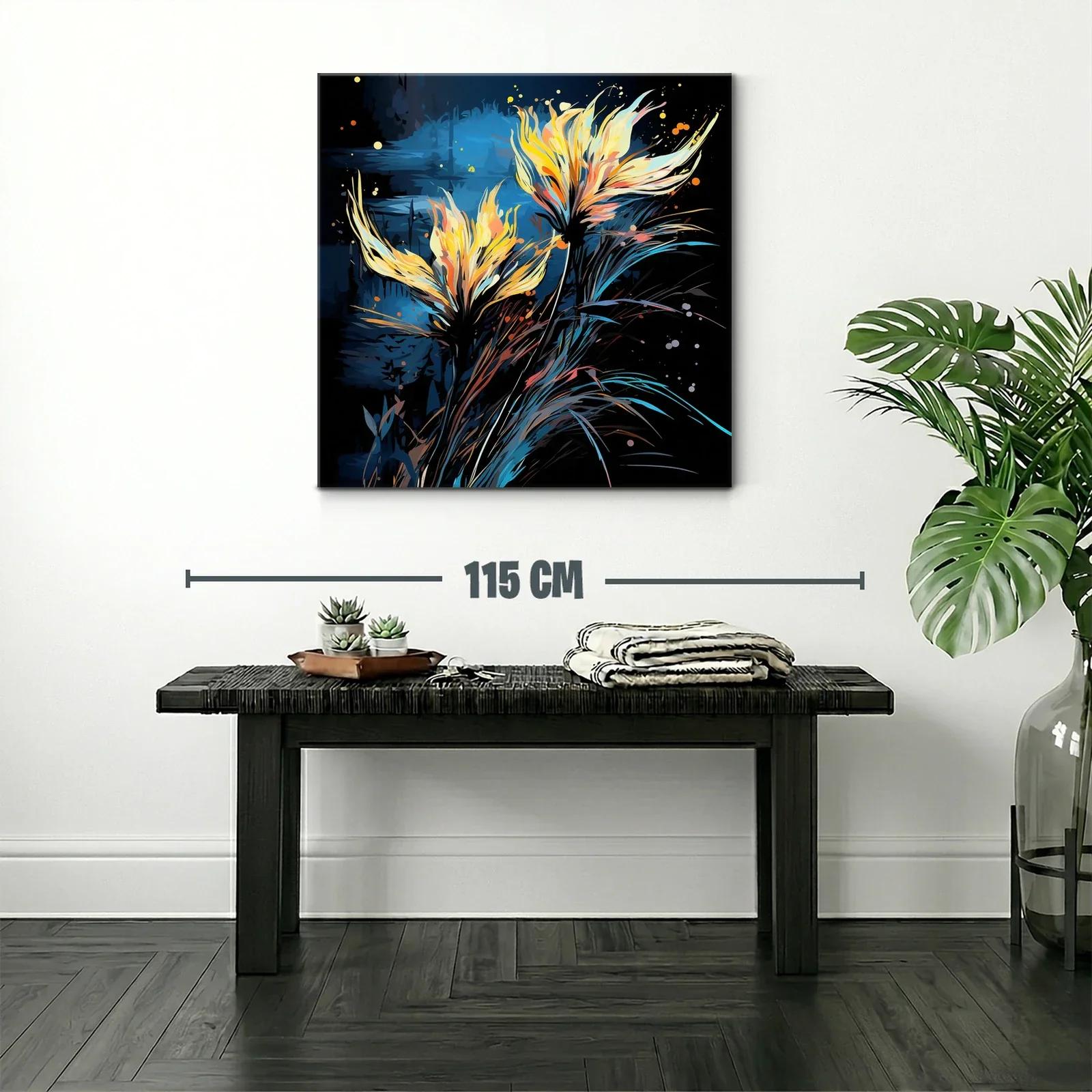 Flores luminosas en contraste azul y negro — miniatura 2