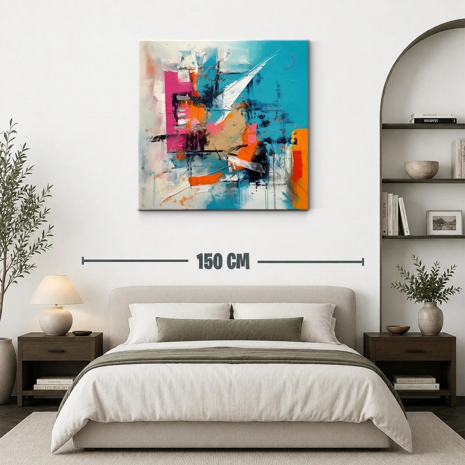 Composición abstracta con vibrantes tonos turquesa y naranja — miniatura 3