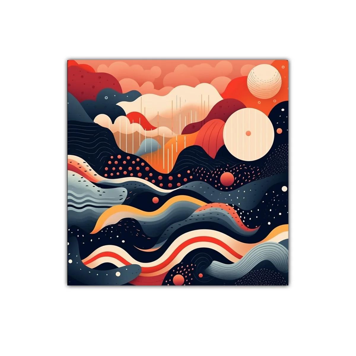 Maravilloso cuadro abstracto con ondas y esferas vibrantes — miniatura 1