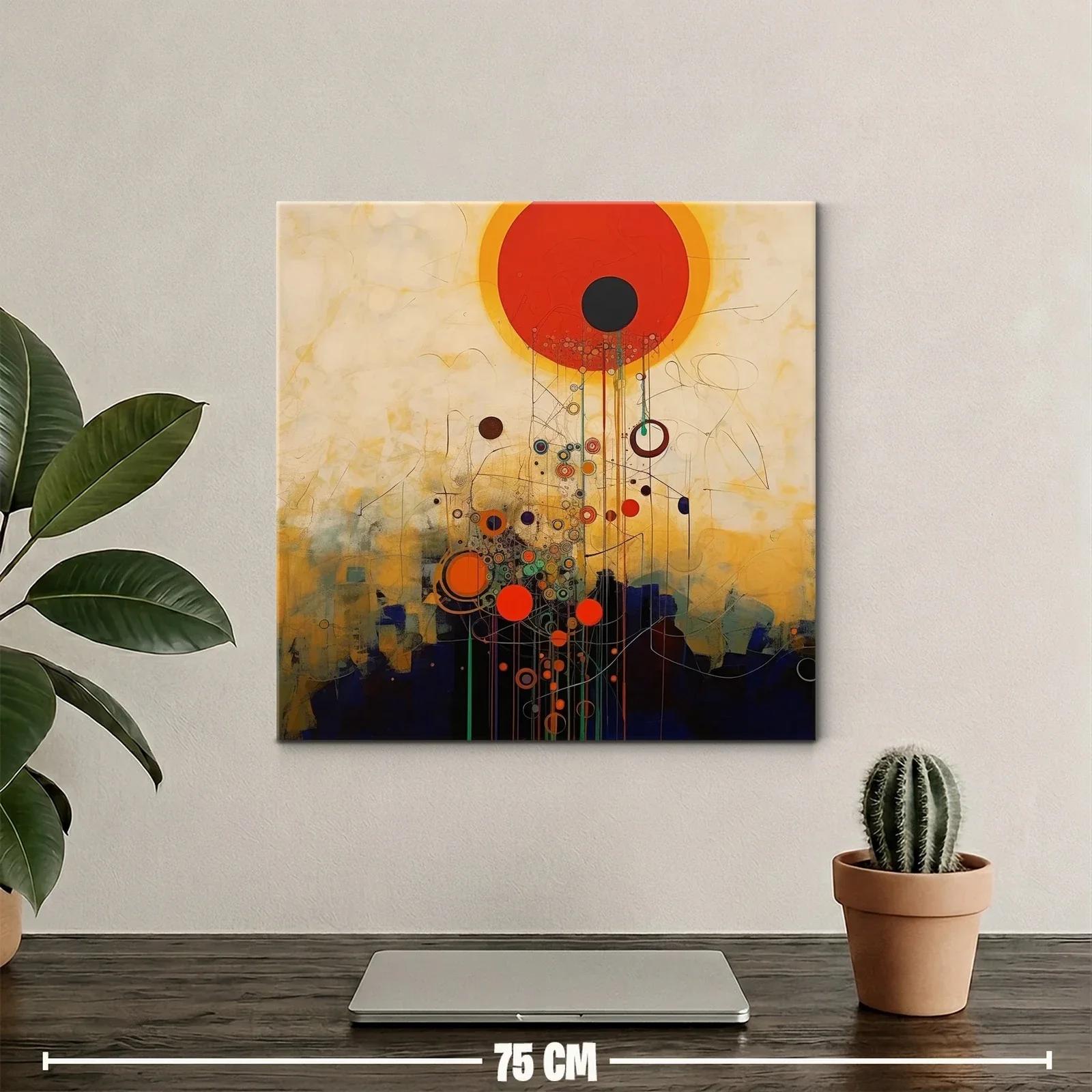 Cuadro abstracto con círculos vibrantes y tonos cálidos — miniatura 2