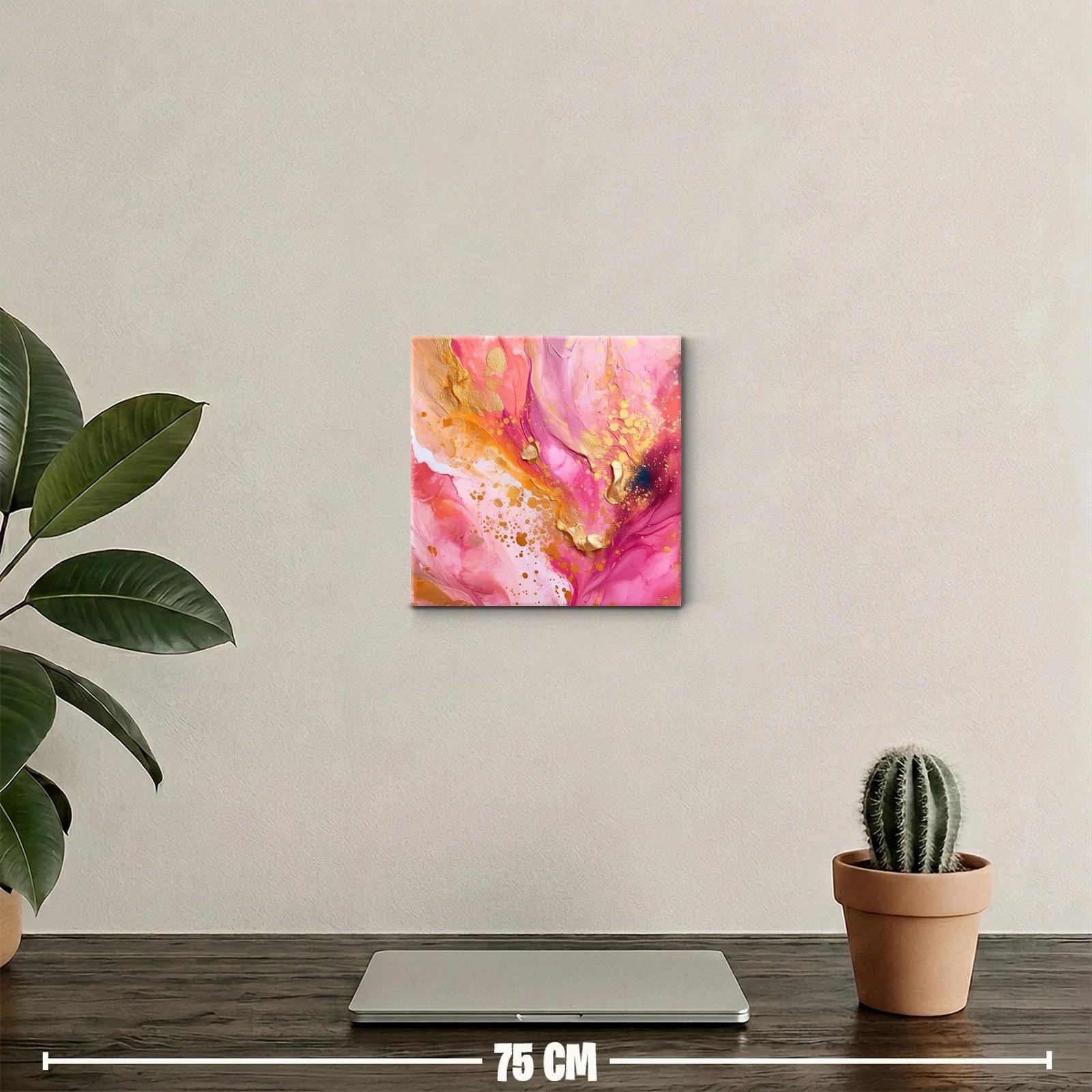 Cuadro decorativo con tonos rosas y dorados vibrantes — miniatura 2