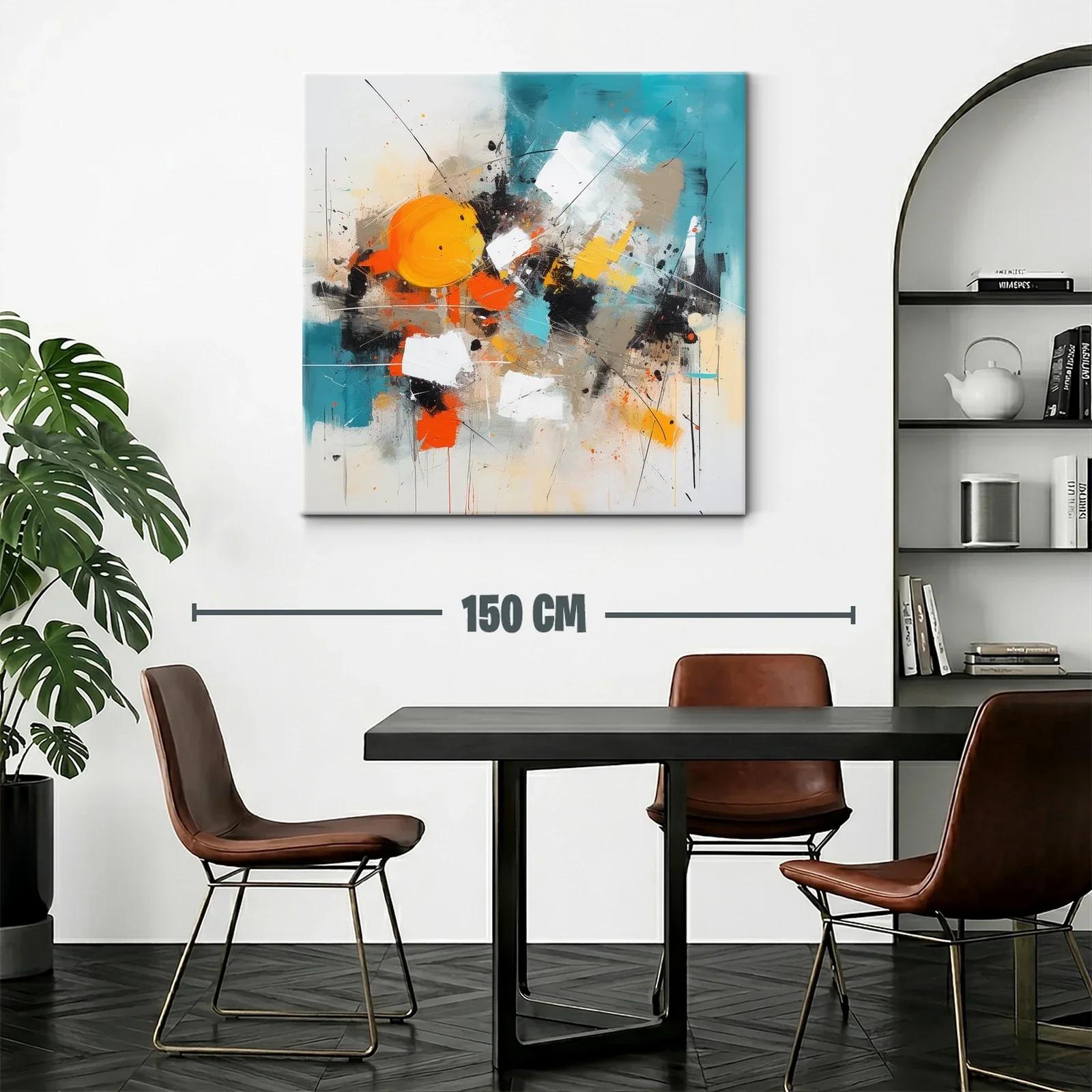 Cuadro abstracto con vibrantes tonos cálidos y fríos — miniatura 2