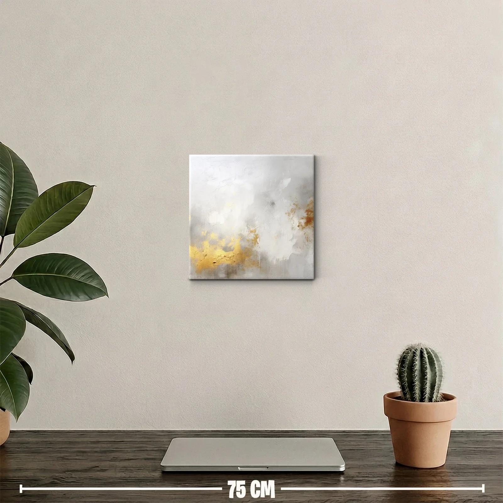 Cuadro abstracto elegante en tonos oro y neutros — miniatura 2
