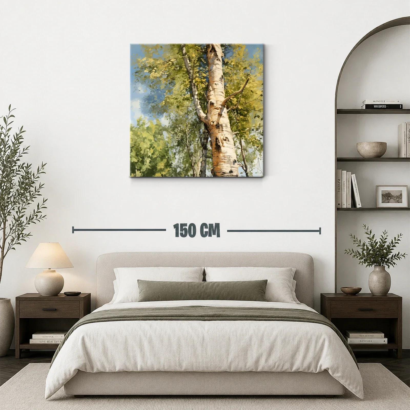 Árbol de abedul con follaje en tonos verdes y cielo azul — miniatura 3