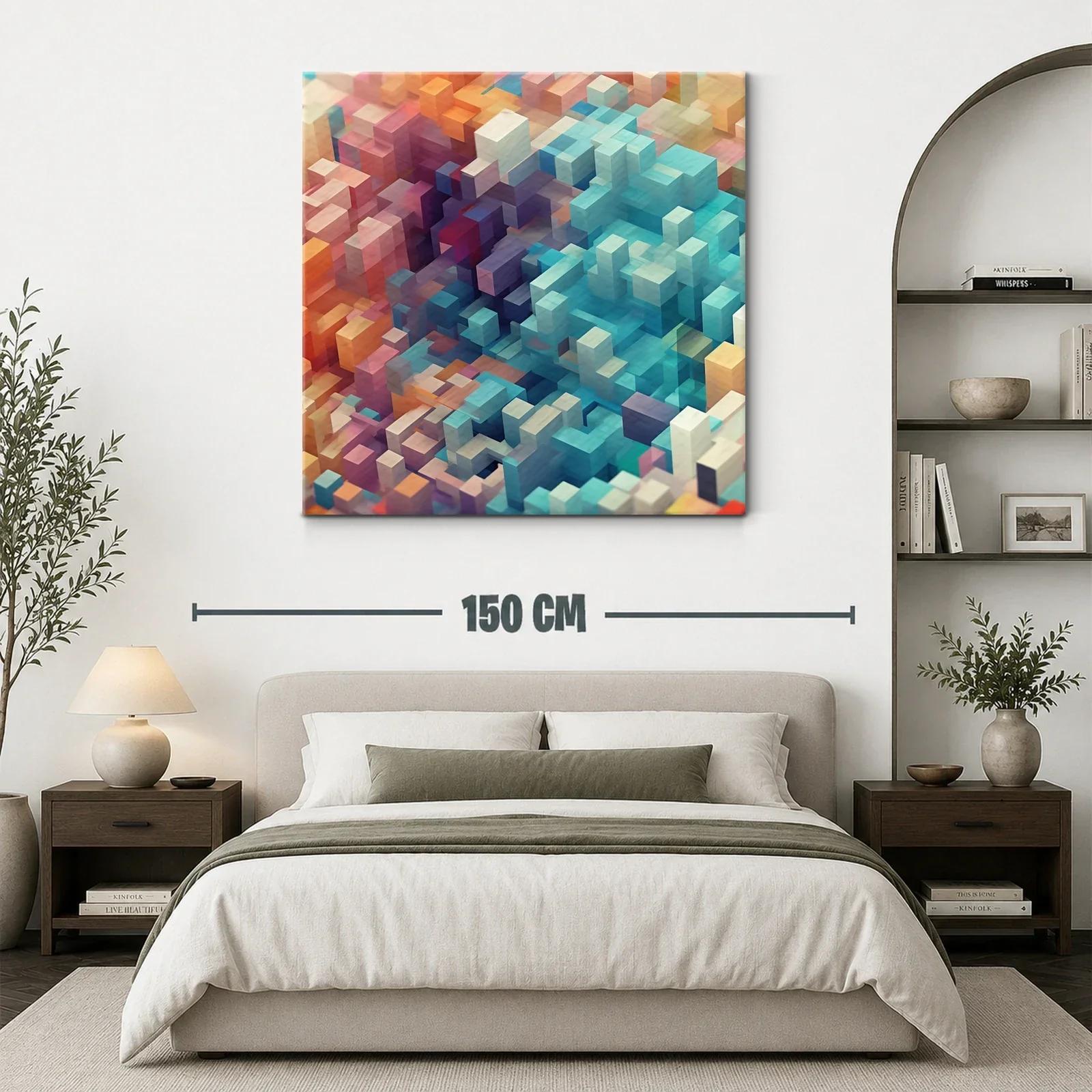 Composición abstracta de cubos en tonos vibrantes y pastel — miniatura 3